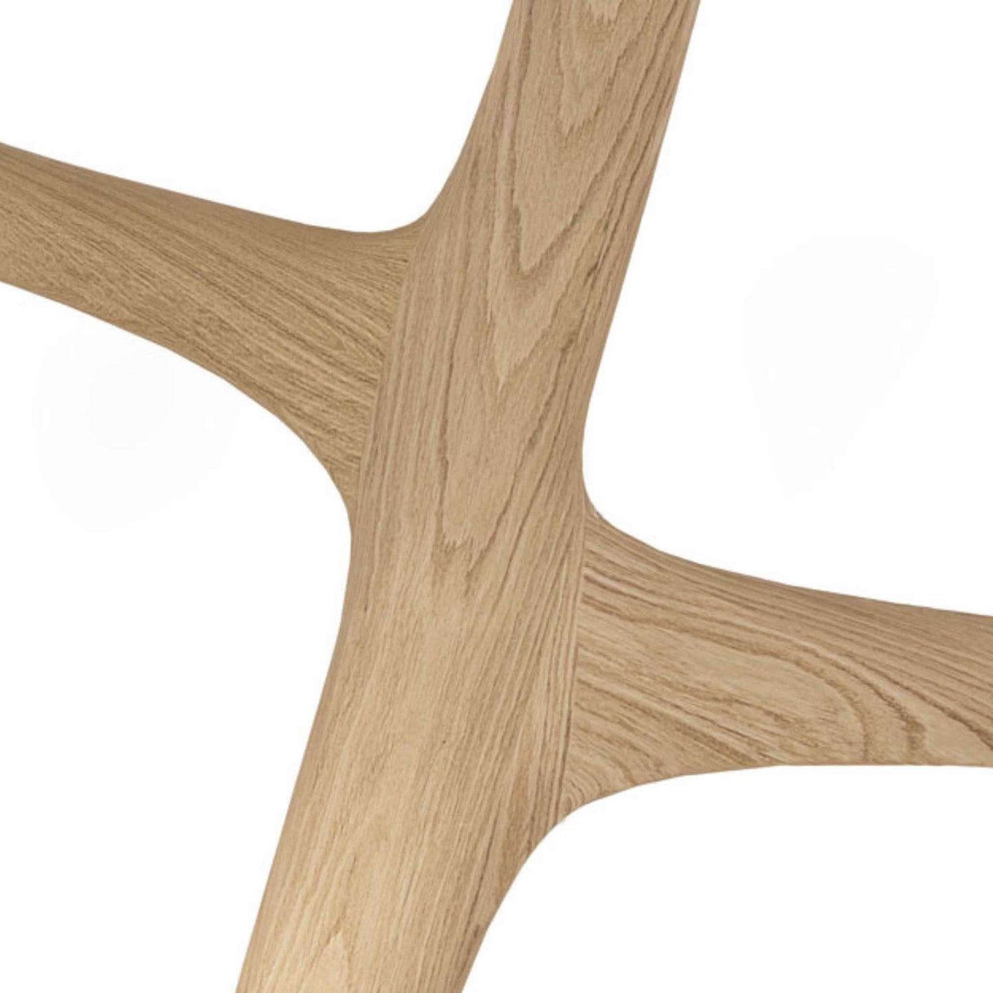 Base detail of the oval Dom table with a beautiful base, made from solid oak wood