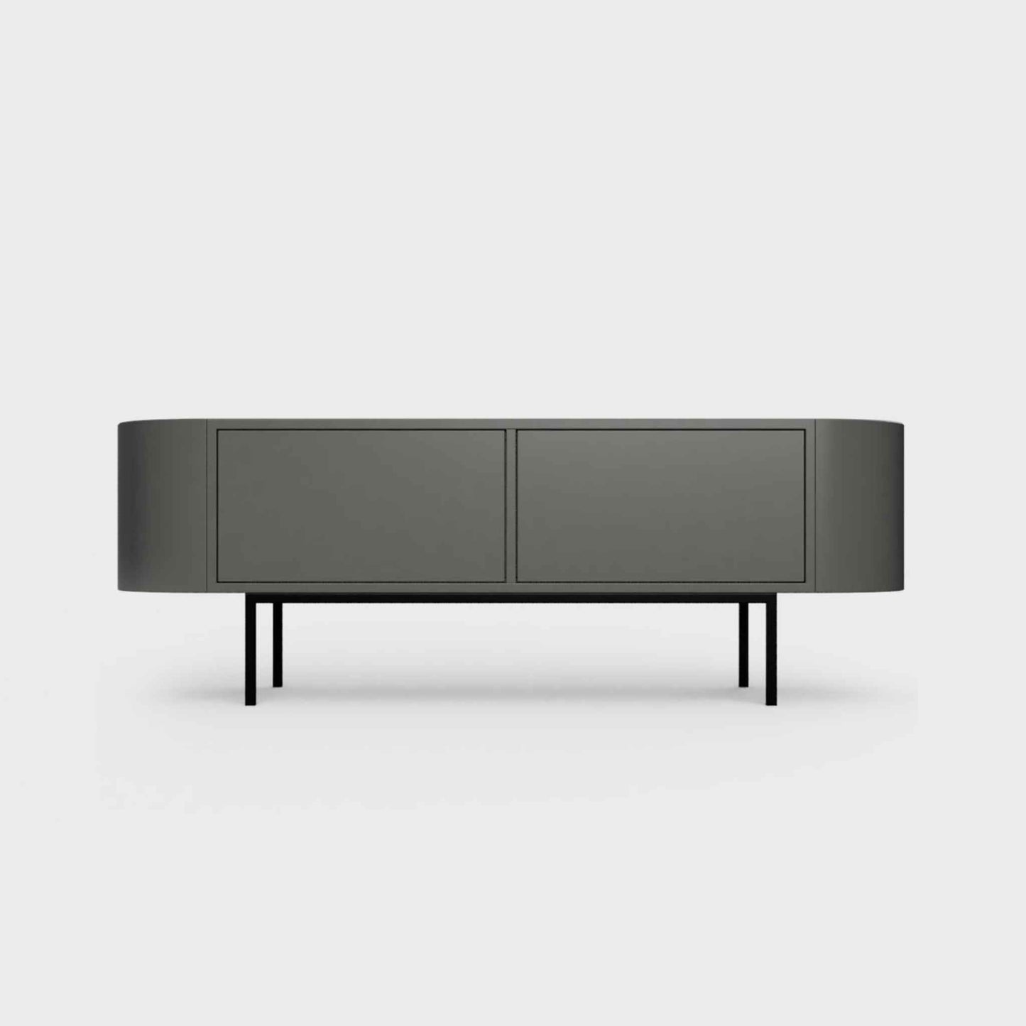 Curved Desiva Enna 01 lowboard in anthracite gray steel, available in Switzerland via ÉTAUDORÉ