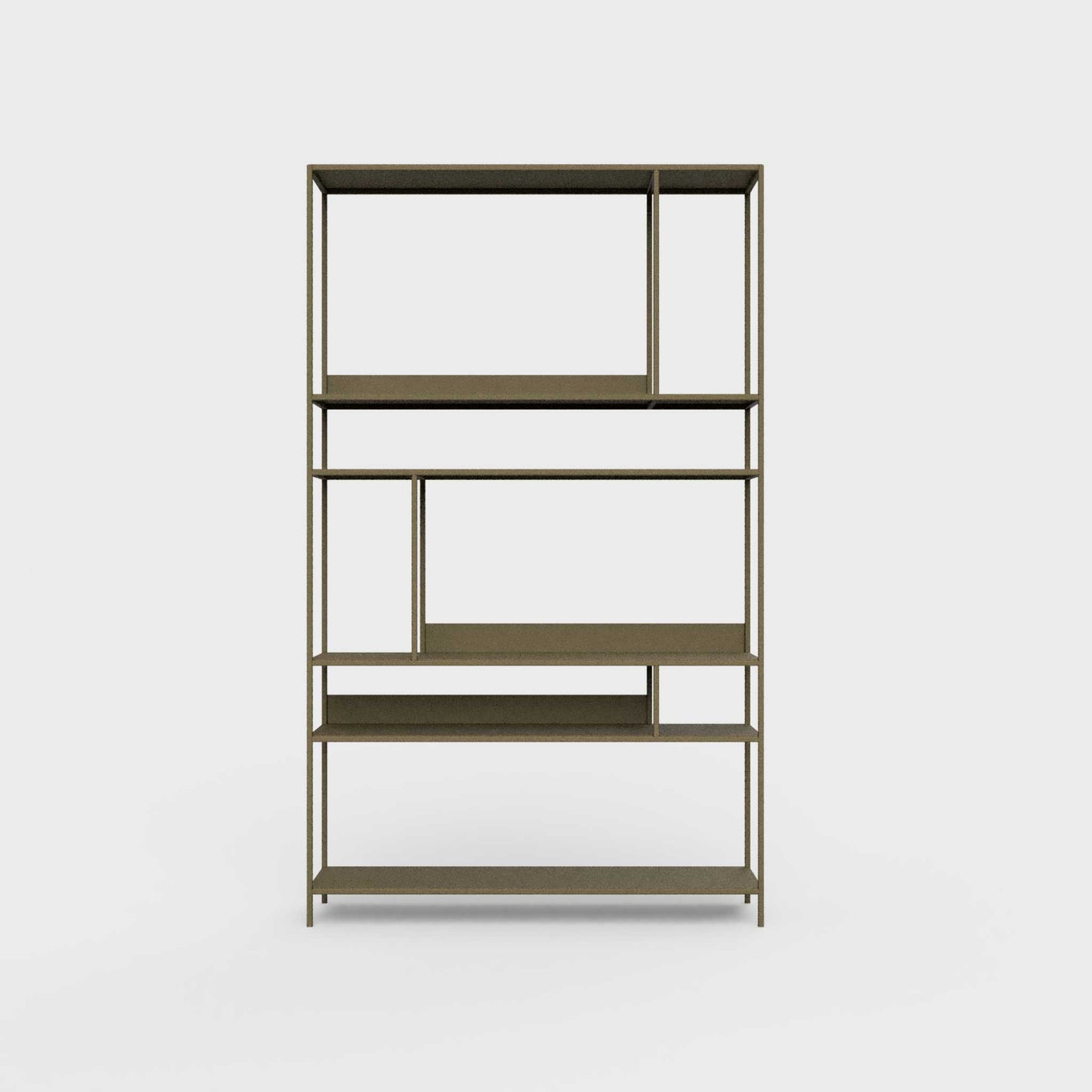 ÉTAUDORÉ Floks 01 powder coated steel bookcase in brown olive color