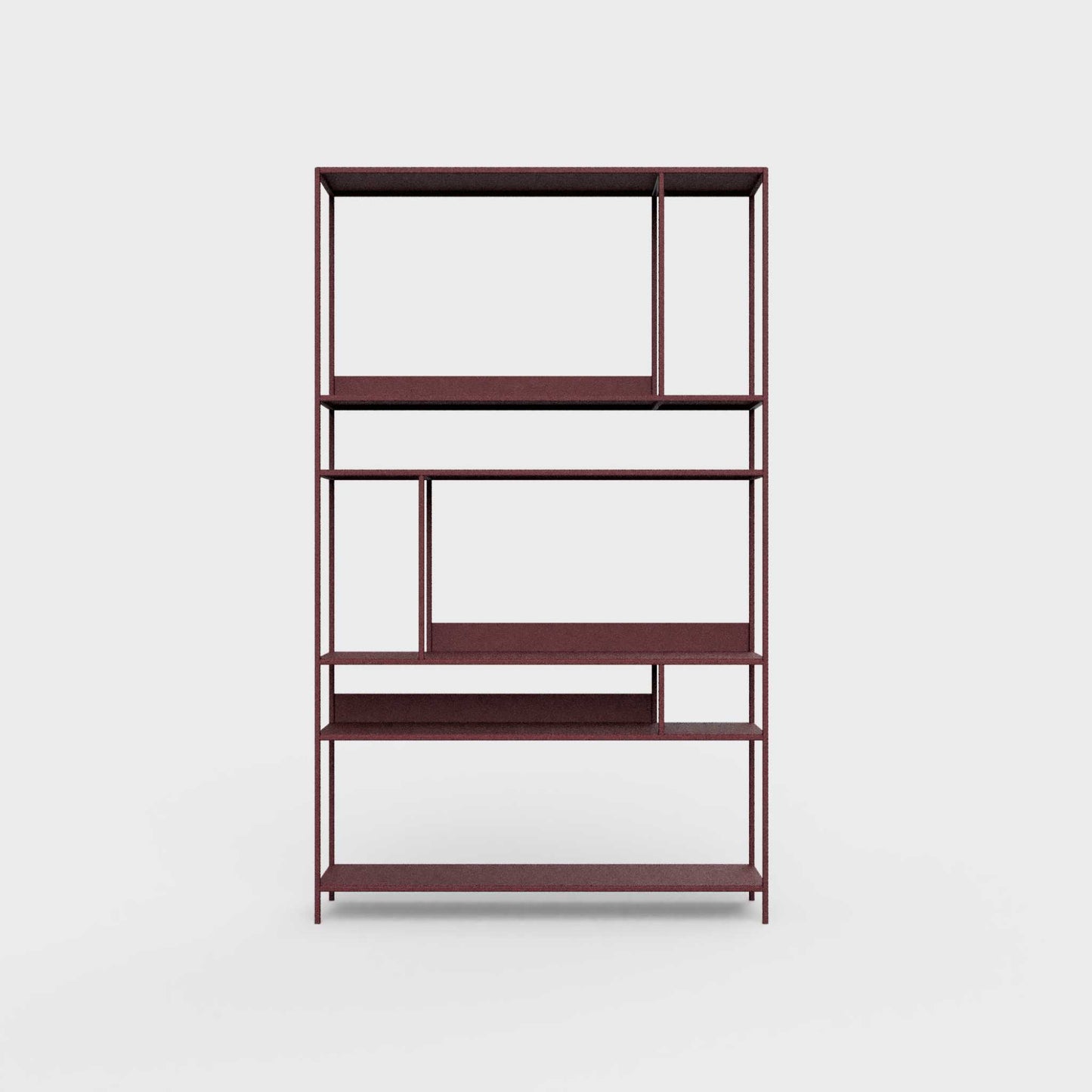 ÉTAUDORÉ Floks 01 powder coated steel bookcase in burgundy deep read