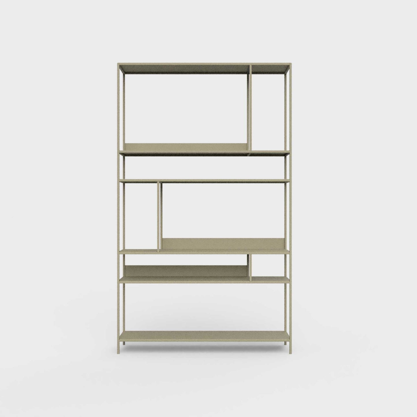 ÉTAUDORÉ Floks 01 powder coated steel bookcase in light olive