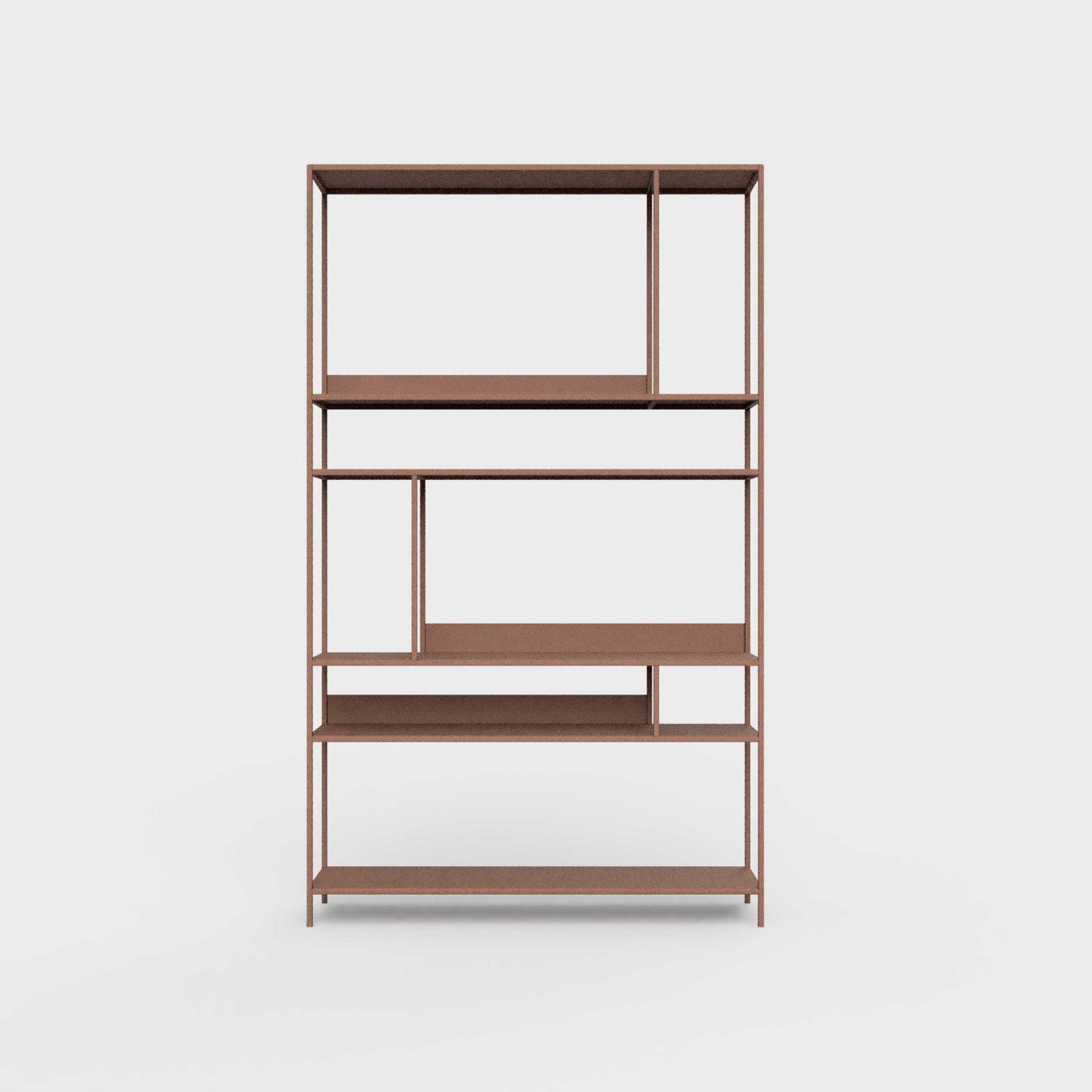 ÉTAUDORÉ Floks 01 powder coated steel bookcase in terracotta color