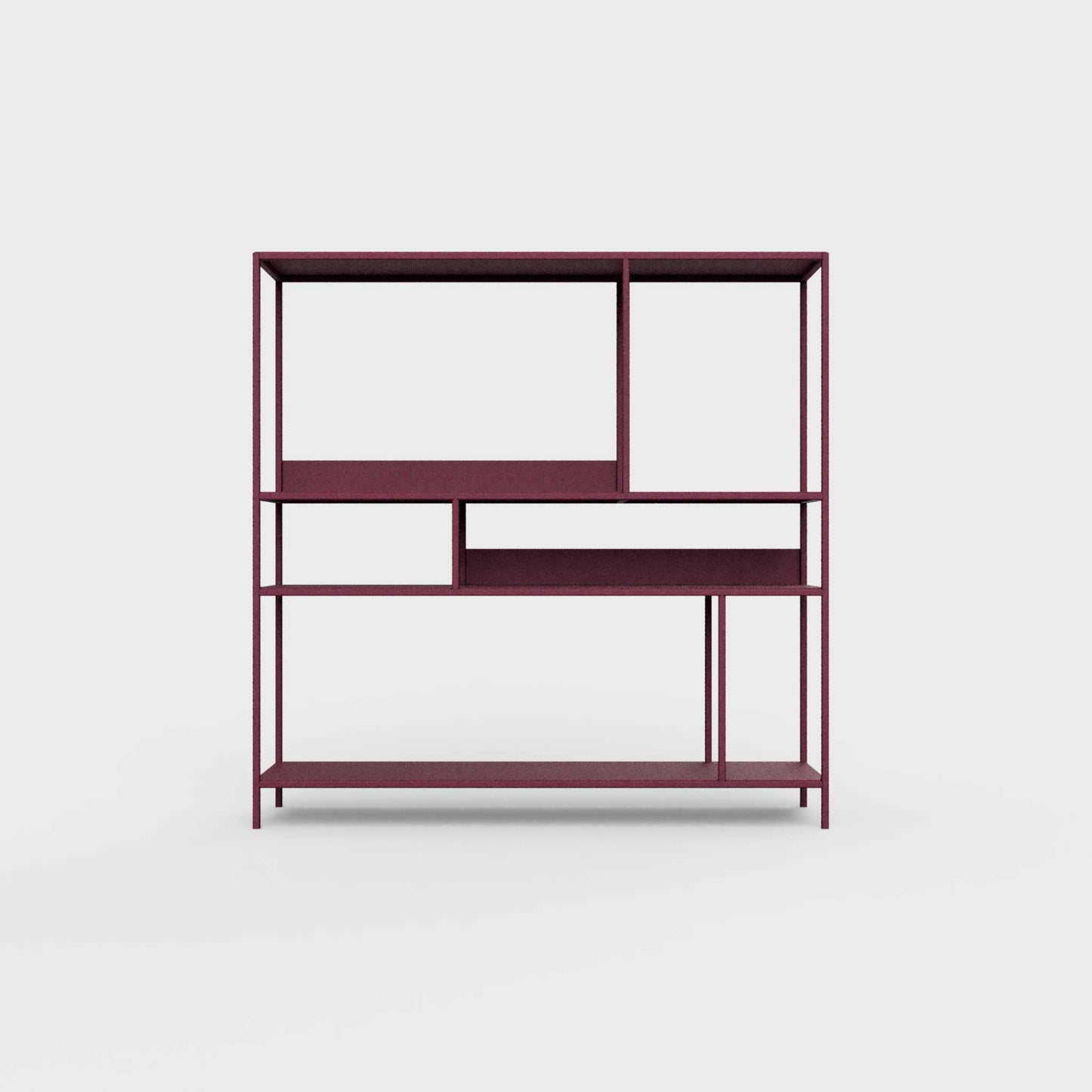 Plum red-purple ÉTAUDORÉ DESIVA shelving unit made from highest quality powder coated steel