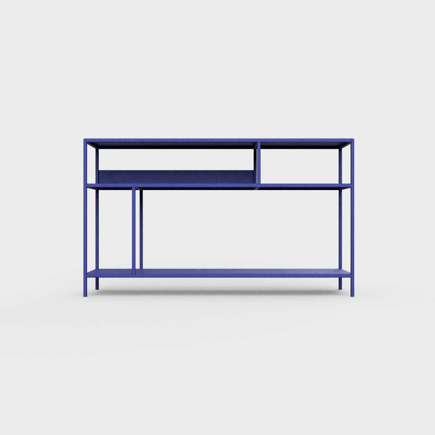 Bluebell blue color ÉTAUDORÉ DESIVA small shelving unit Floks 03, made to order from highest quality powder coated steel