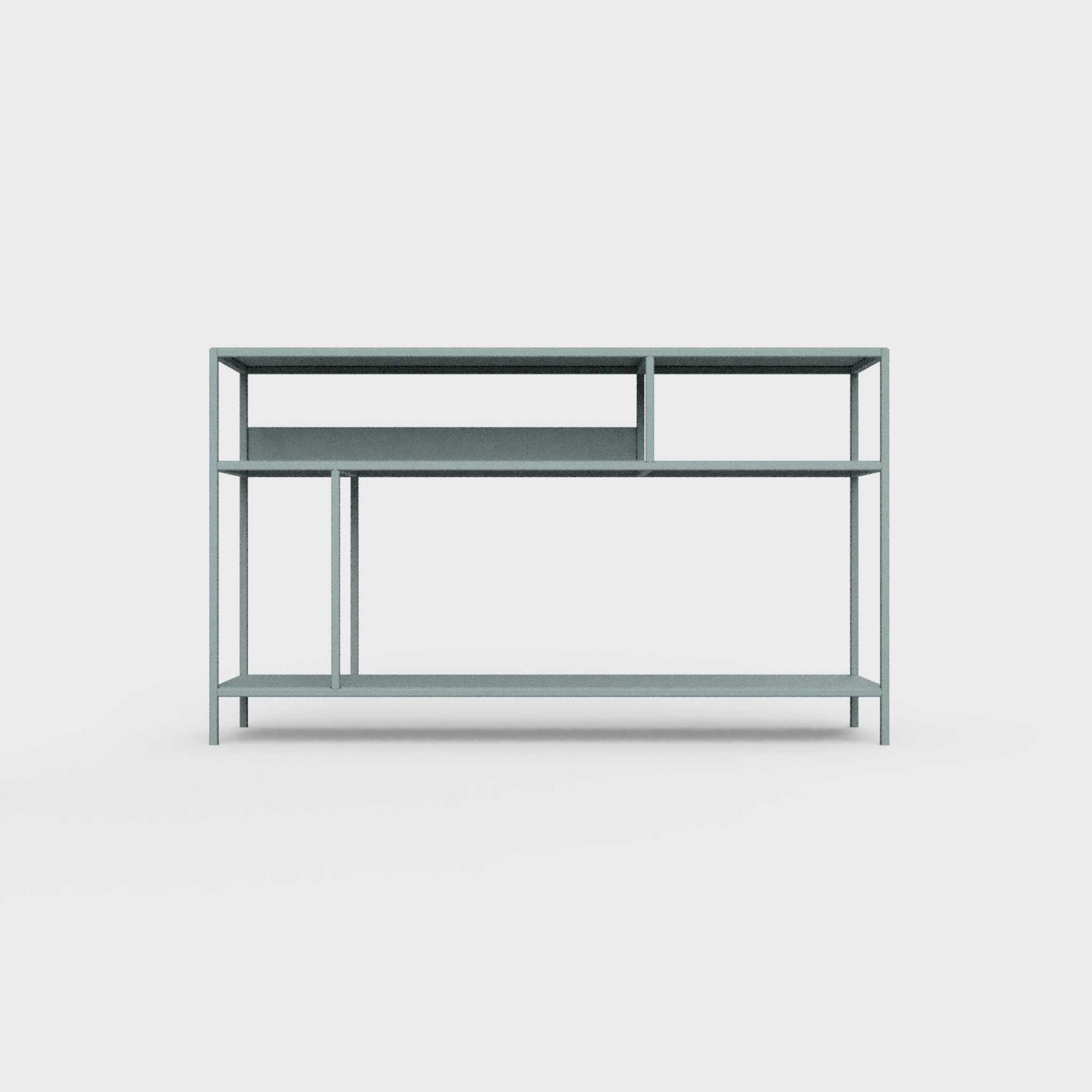 Celadon green color ÉTAUDORÉ DESIVA small shelving unit Floks 03, made to order from highest quality powder coated steel