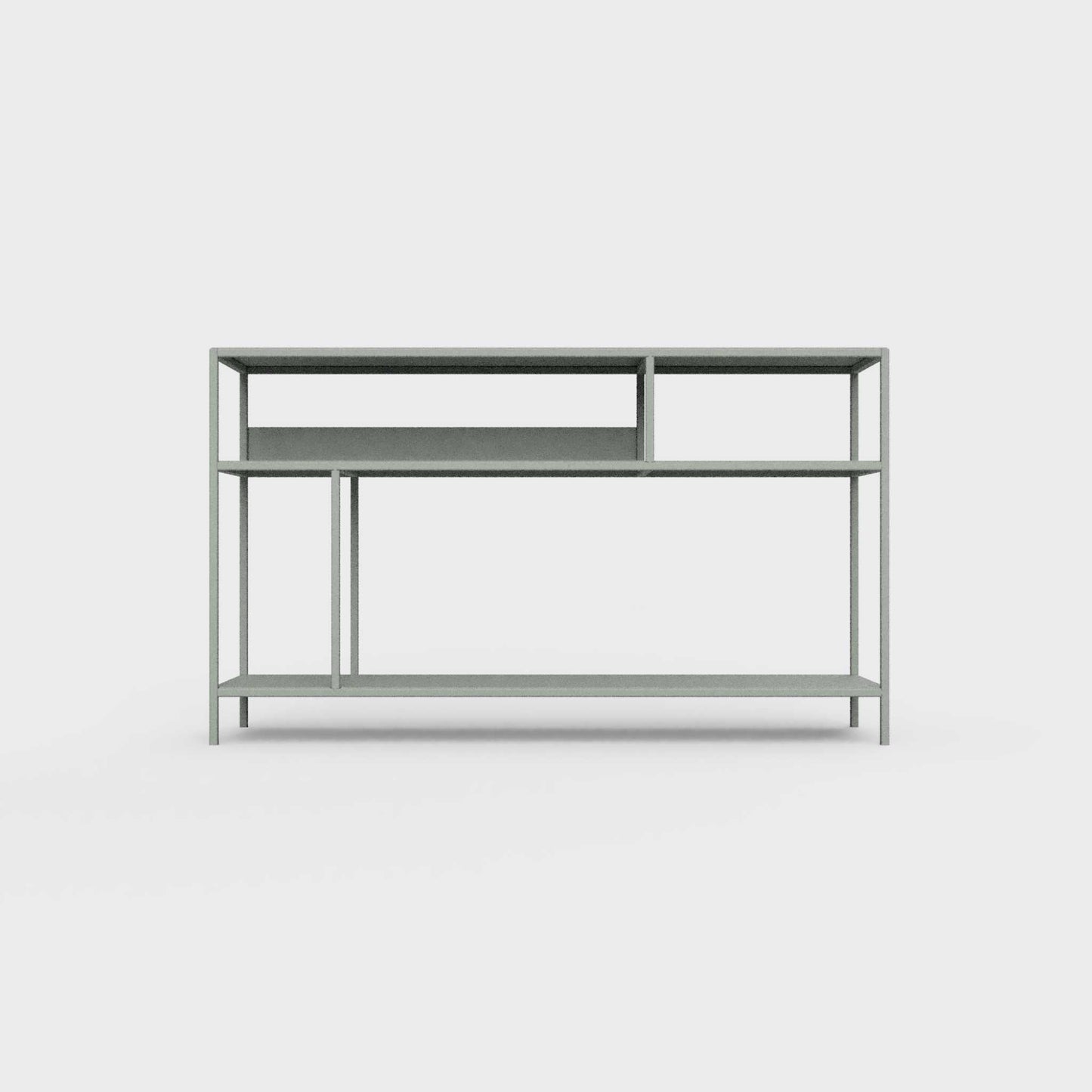 Dark matcha green color ÉTAUDORÉ DESIVA small shelving unit Floks 03, made to order from highest quality powder coated steel