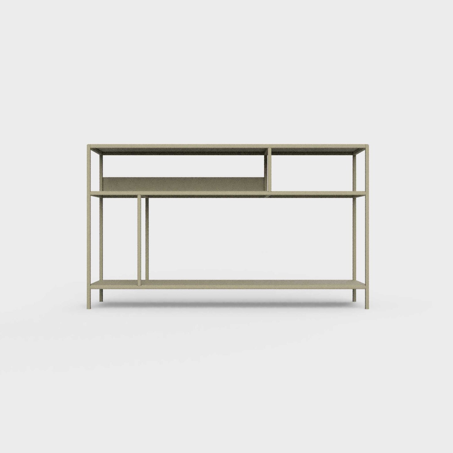 Light olive color ÉTAUDORÉ DESIVA small shelving unit Floks 03, made to order from highest quality powder coated steel