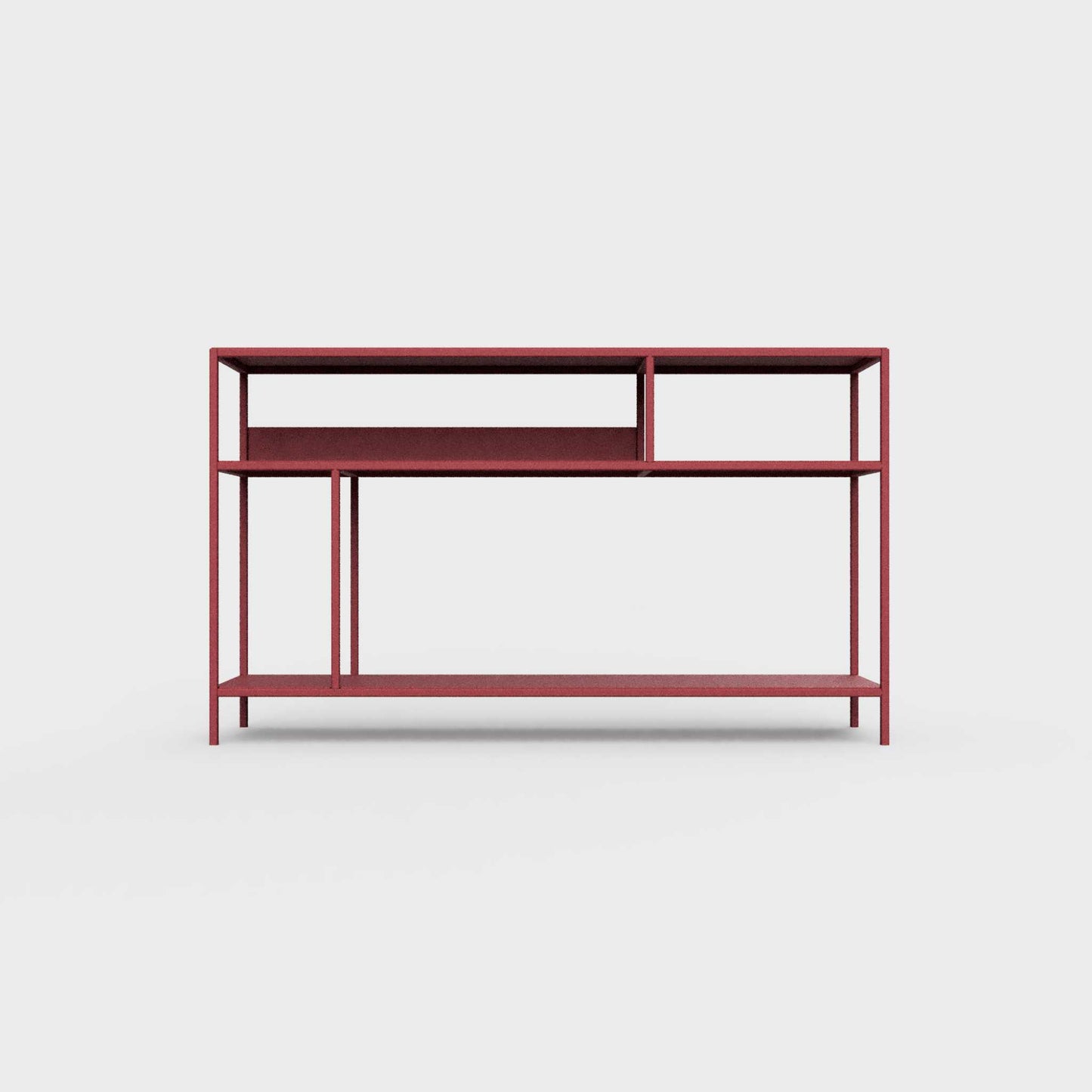 Ruby red color ÉTAUDORÉ DESIVA small shelving unit Floks 03, made to order from highest quality powder coated steel