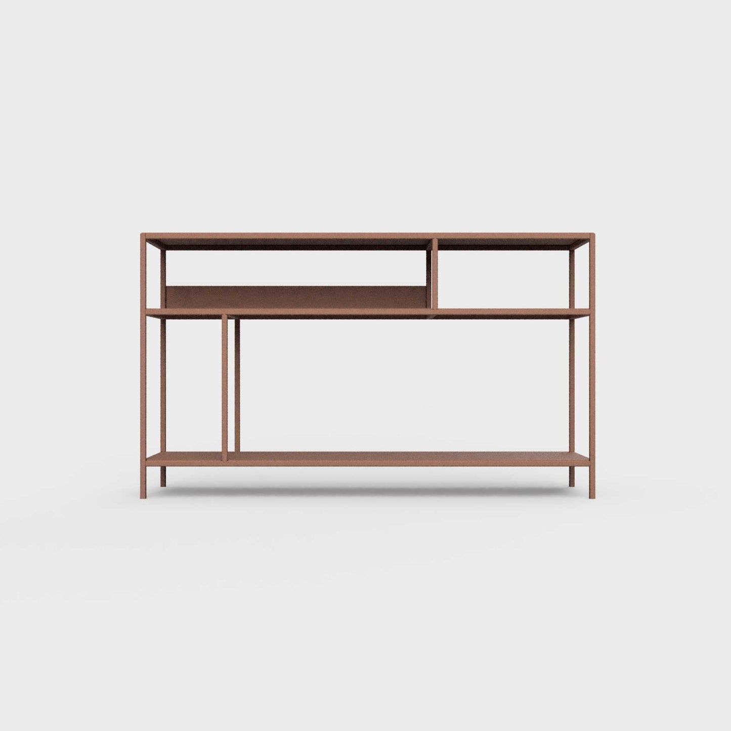 Terracotta color ÉTAUDORÉ DESIVA small shelving unit Floks 03, made to order from highest quality powder coated steel