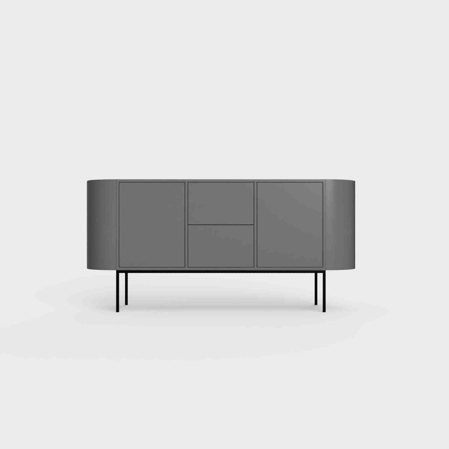 ÉTAUDORÉ Desiva Lumia 01 steel rounded sideboard in anthracite gray powder coated steel