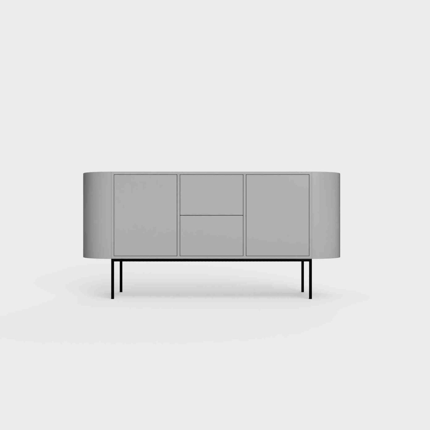 ÉTAUDORÉ Desiva Lumia 01 steel rounded sideboard in ashen gray powder coated steel