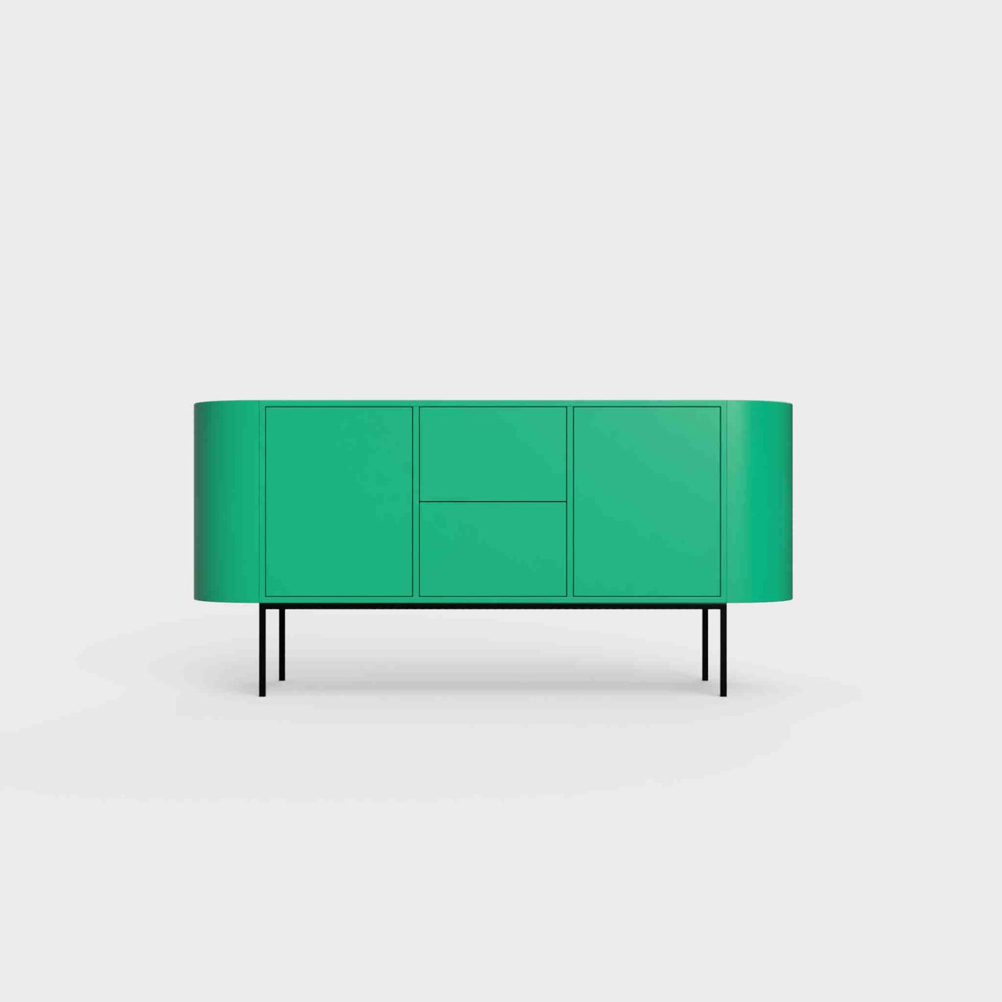 ÉTAUDORÉ Desiva Lumia 01 steel rounded sideboard in avocado green powder coated steel