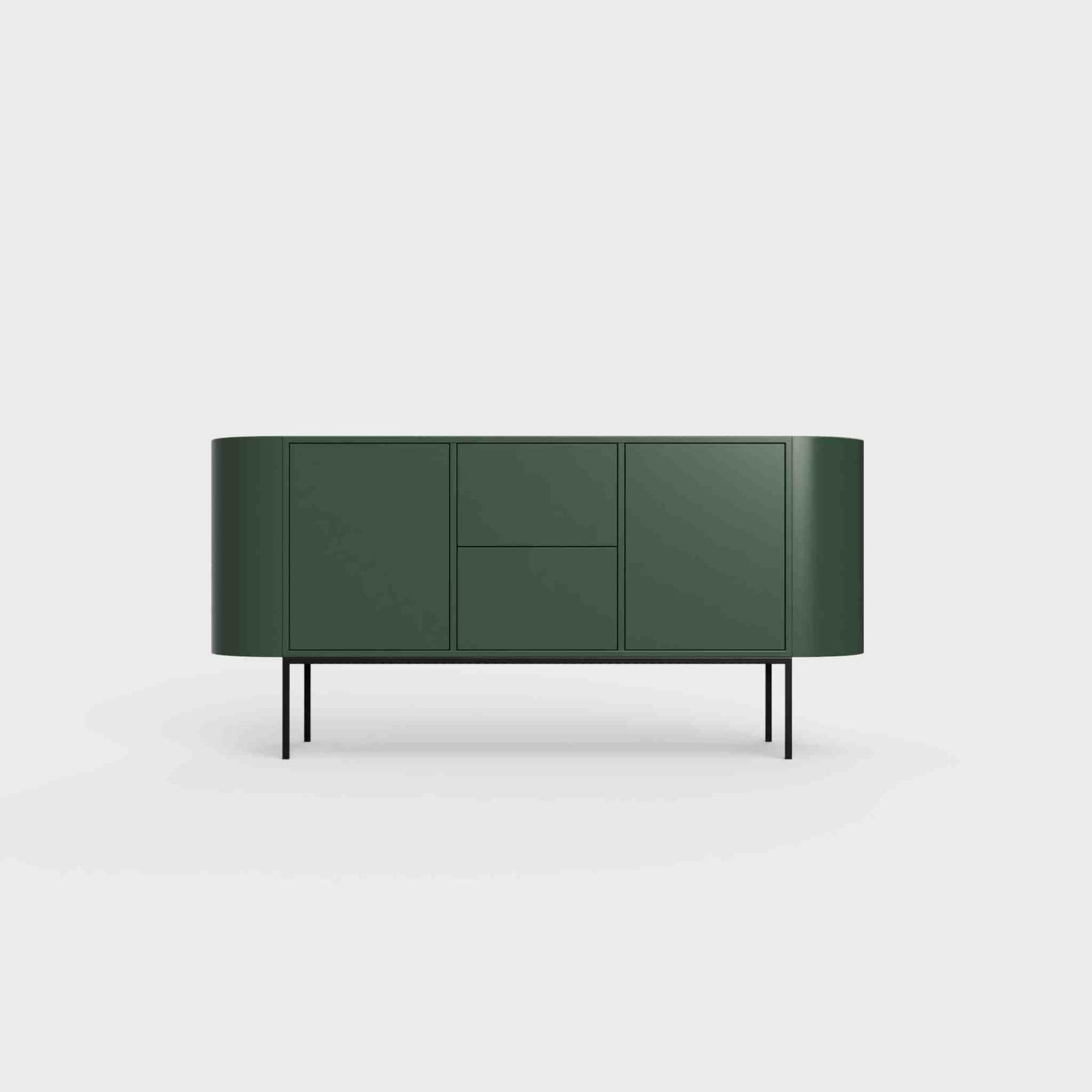 ÉTAUDORÉ Desiva Lumia 01 steel rounded sideboard in bottle green powder coated steel