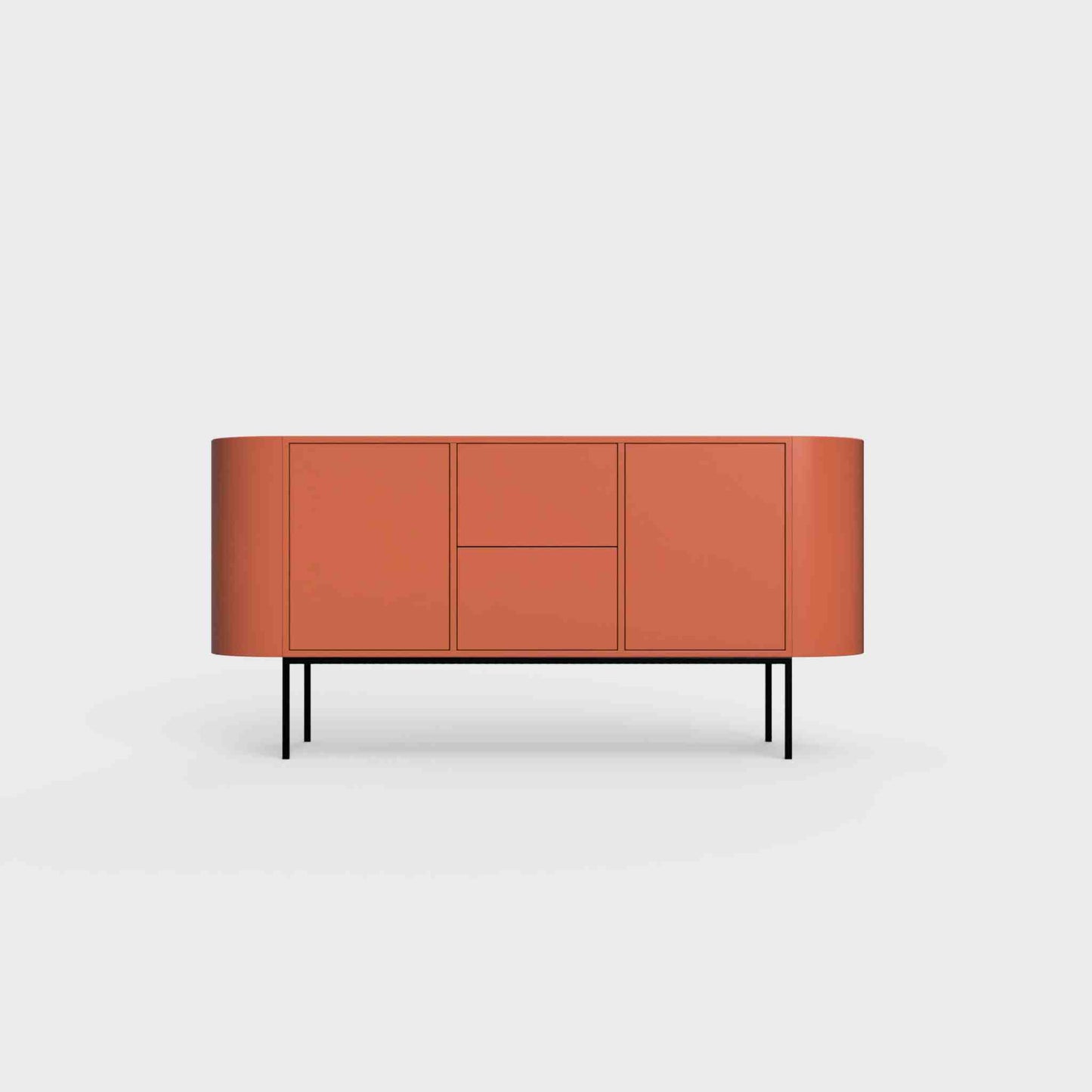 ÉTAUDORÉ Desiva Lumia 01 steel rounded sideboard in brick orange powder coated steel