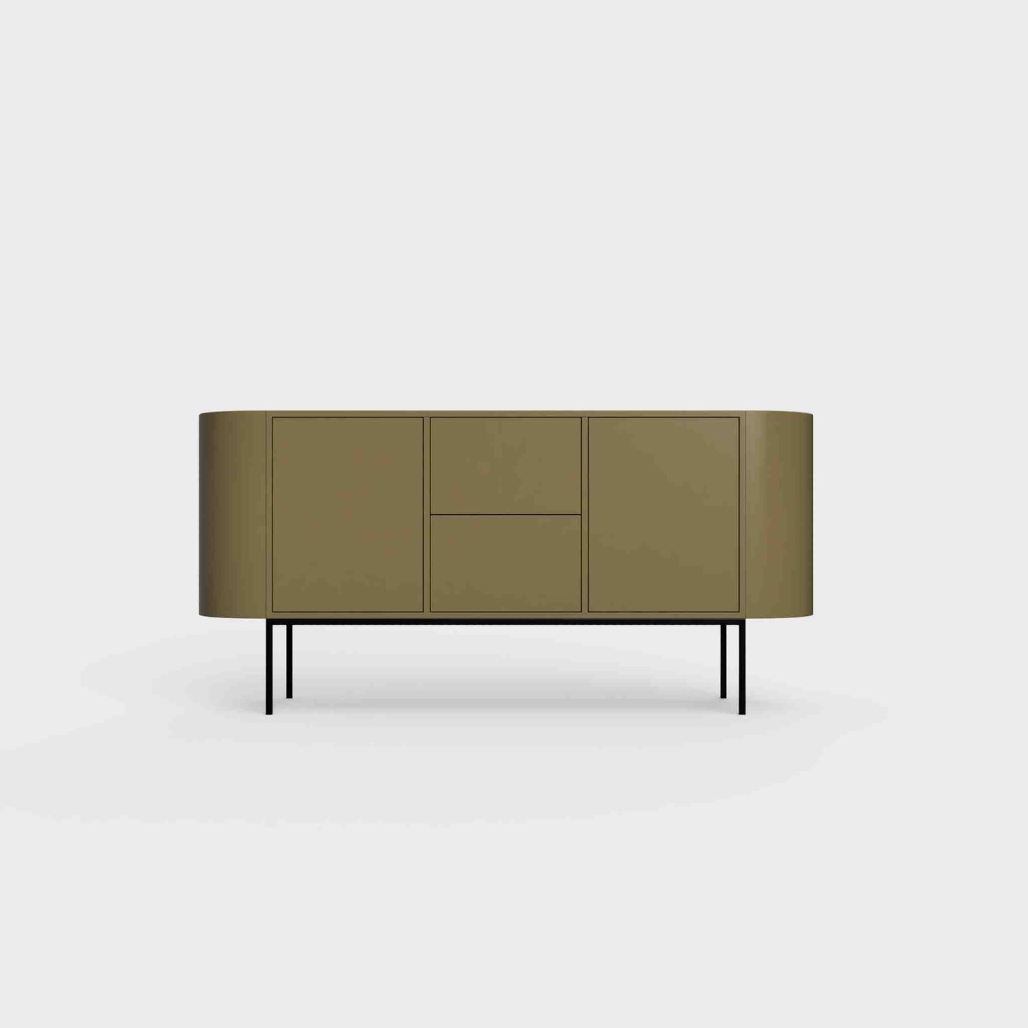 ÉTAUDORÉ Desiva Lumia 01 steel rounded sideboard in brown olive brown-green powder coated steel