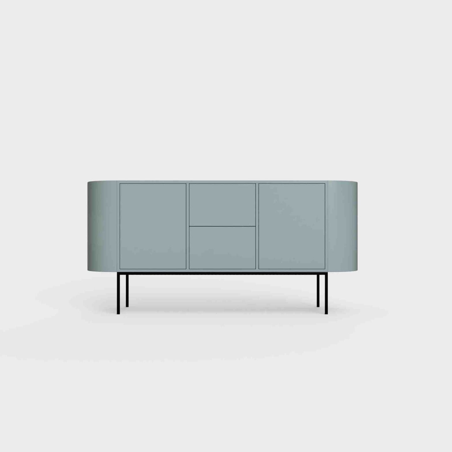 ÉTAUDORÉ Desiva Lumia 01 steel rounded sideboard in celadon green powder coated steel