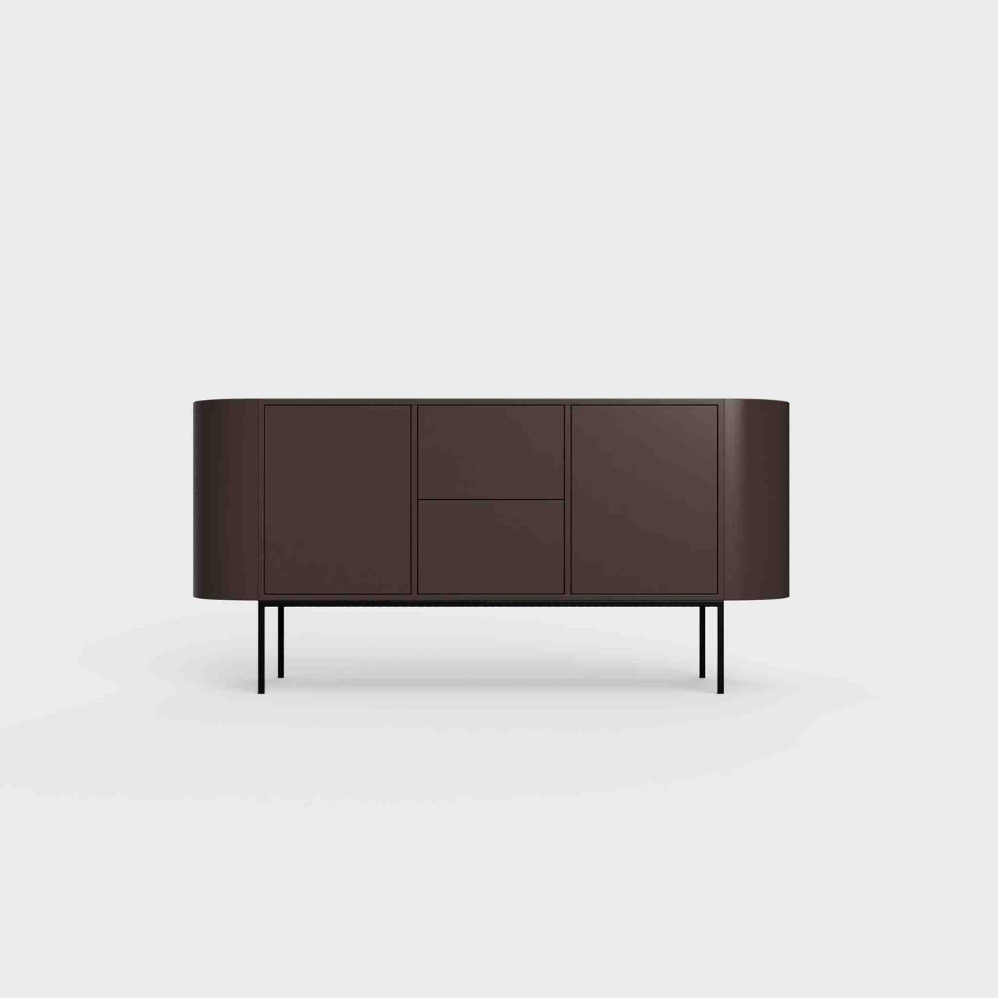 ÉTAUDORÉ Desiva Lumia 01 steel rounded sideboard in coffee brown powder coated steel