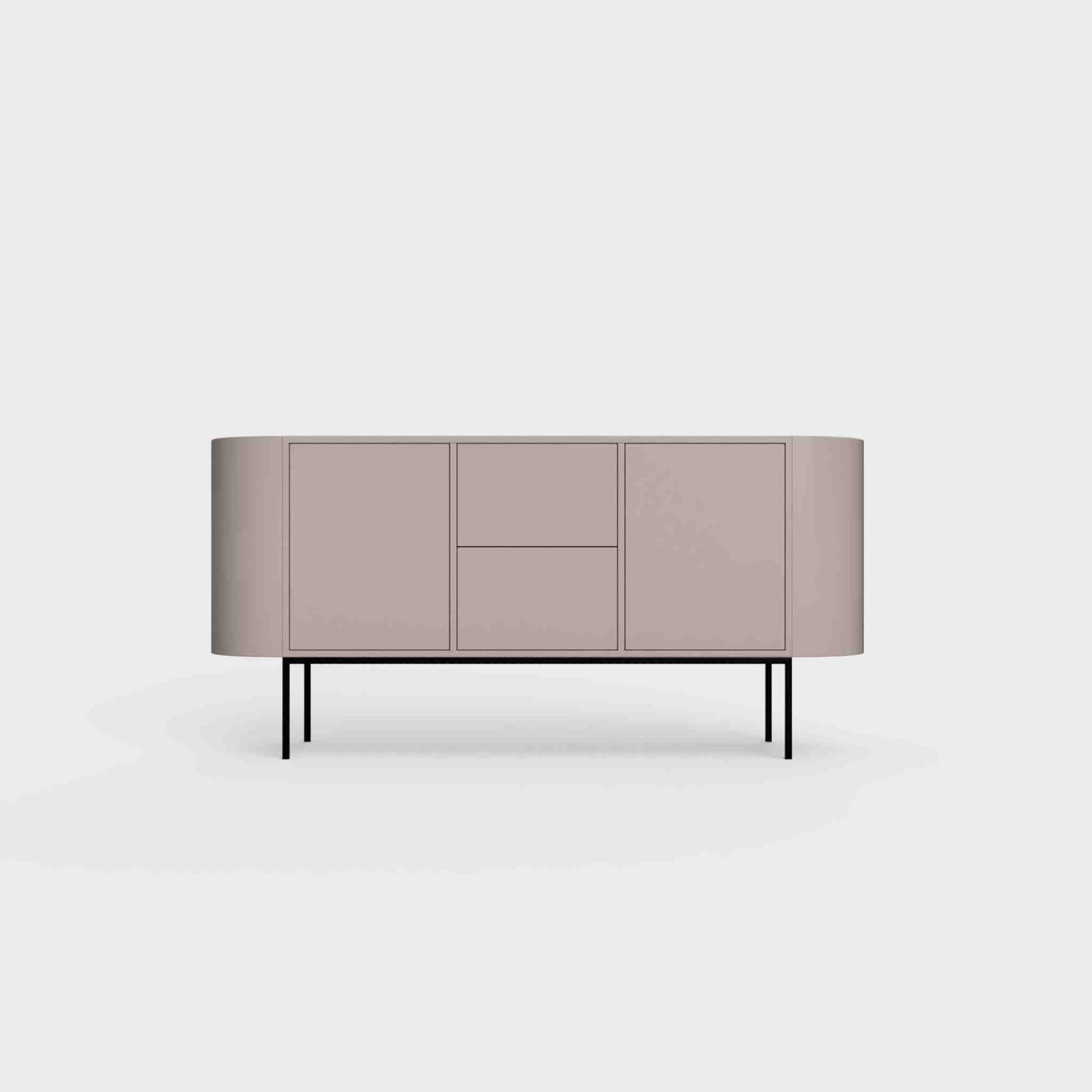 ÉTAUDORÉ Desiva Lumia 01 steel rounded sideboard in cold beige powder coated steel