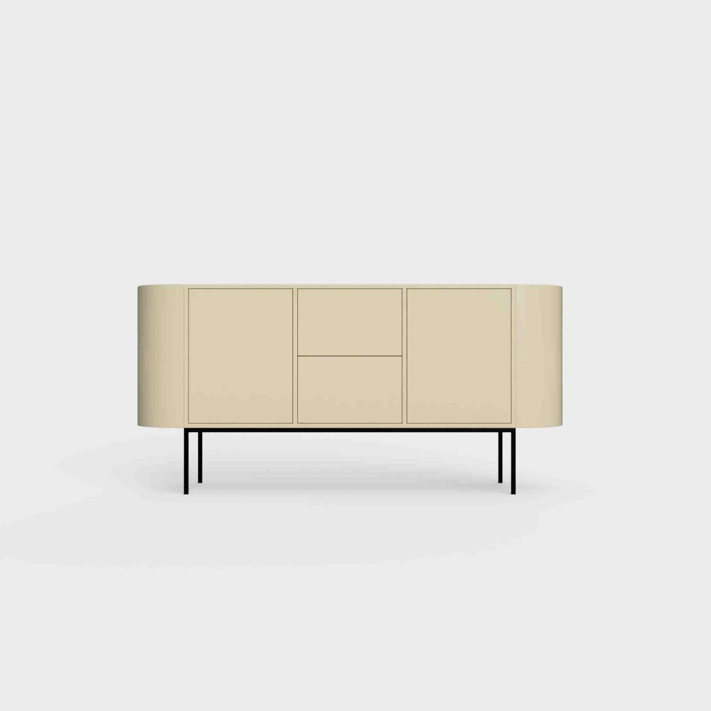 ÉTAUDORÉ Desiva Lumia 01 steel rounded sideboard in dark ecru powder coated steel