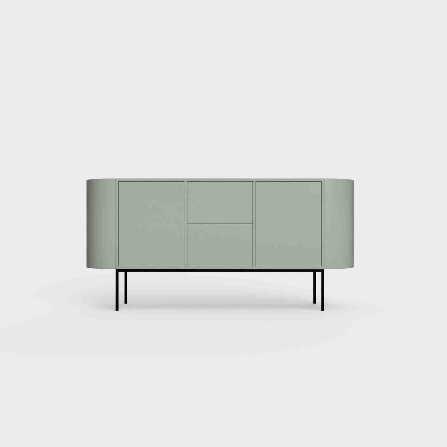 ÉTAUDORÉ Desiva Lumia 01 steel rounded sideboard in dark matcha green powder coated steel