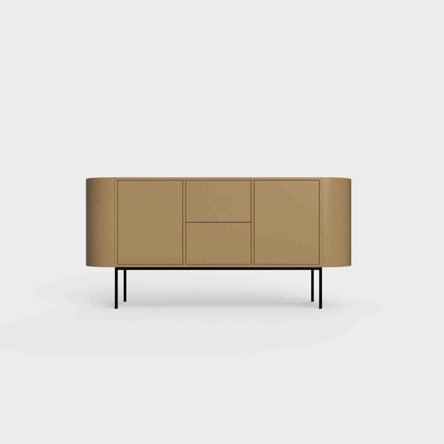 ÉTAUDORÉ Desiva Lumia 01 steel rounded sideboard in desert palm brown-green powder coated steel