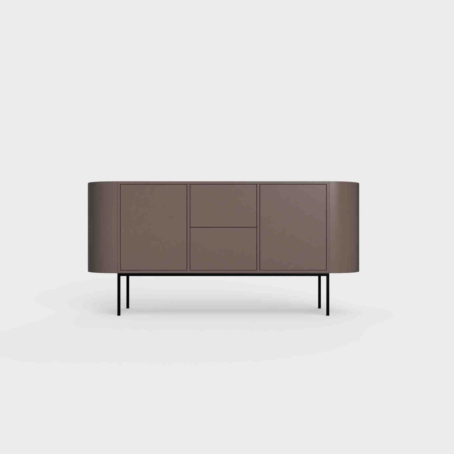 ÉTAUDORÉ Desiva Lumia 01 steel rounded sideboard in earth brown powder coated steel