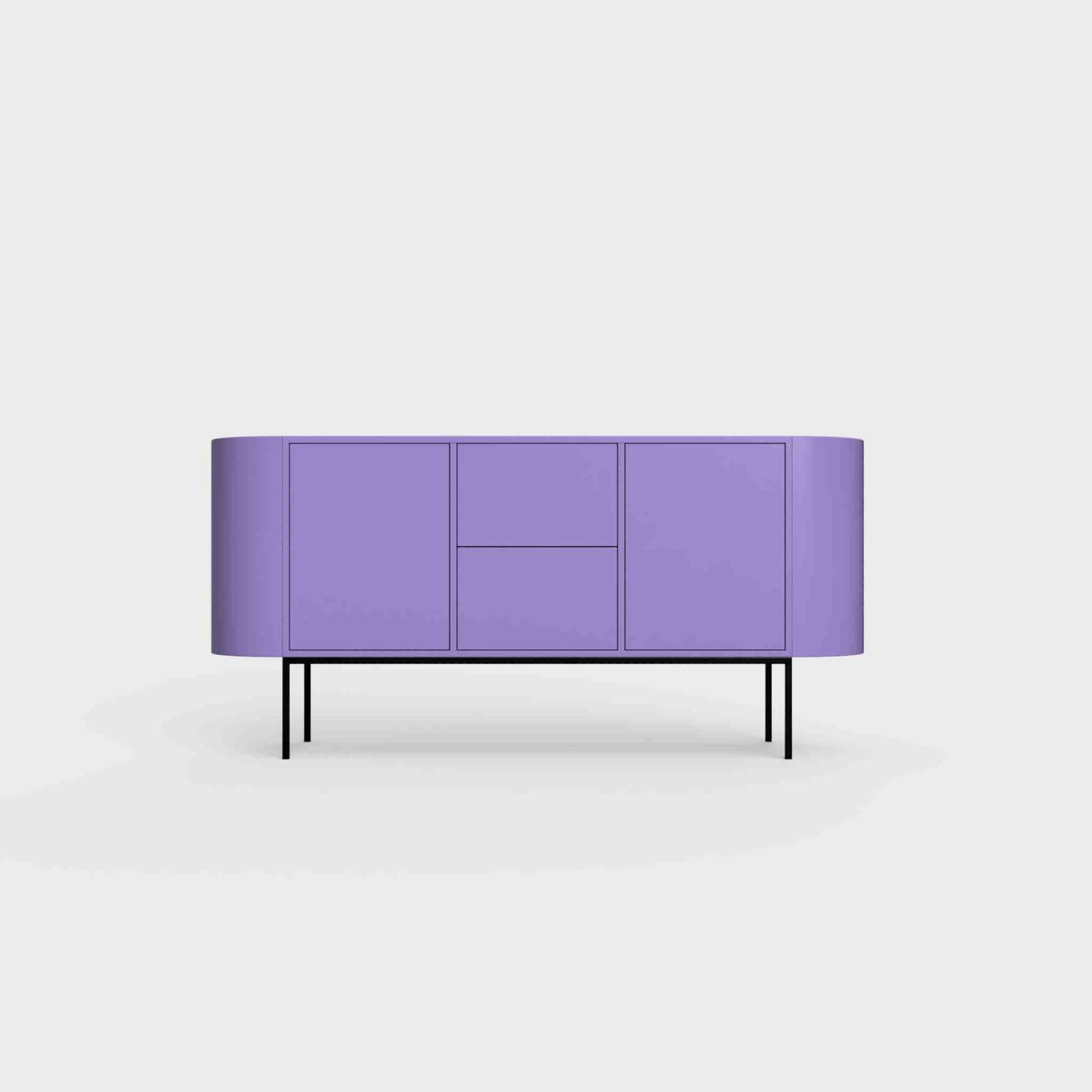 ÉTAUDORÉ Desiva Lumia 01 steel rounded sideboard in iris violet powder coated steel