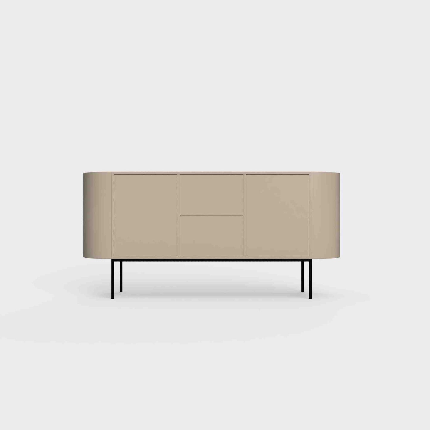ÉTAUDORÉ Desiva Lumia 01 steel rounded sideboard in khaki powder coated steel