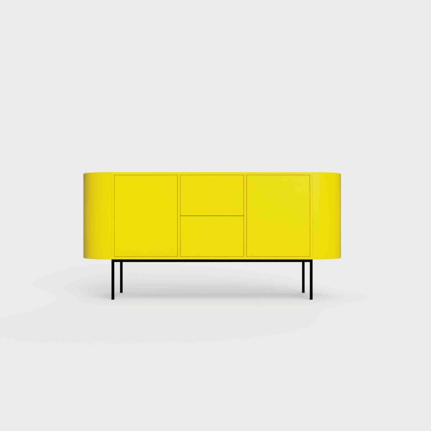 ÉTAUDORÉ Desiva Lumia 01 steel rounded sideboard in lemon yellow powder coated steel