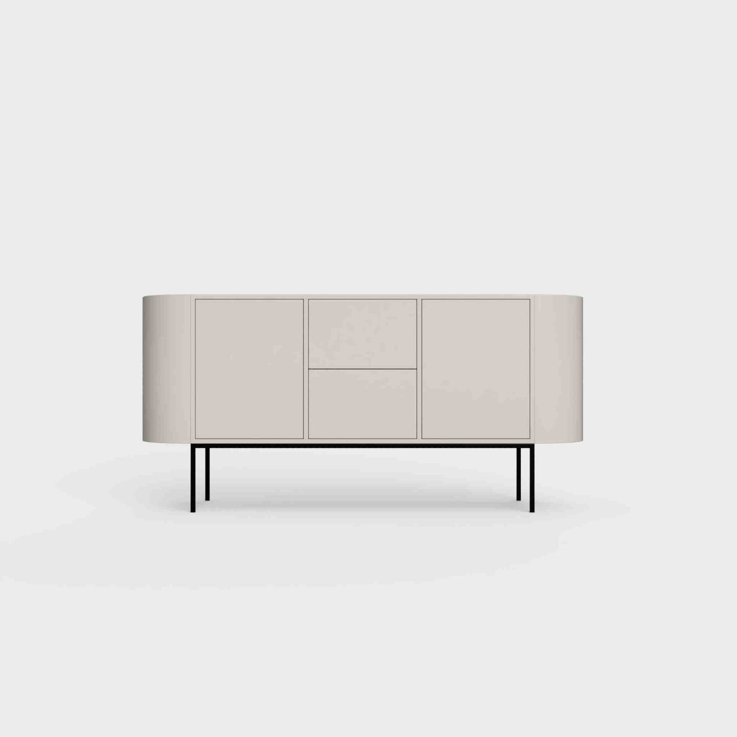 ÉTAUDORÉ Desiva Lumia 01 steel rounded sideboard in light beige powder coated steel