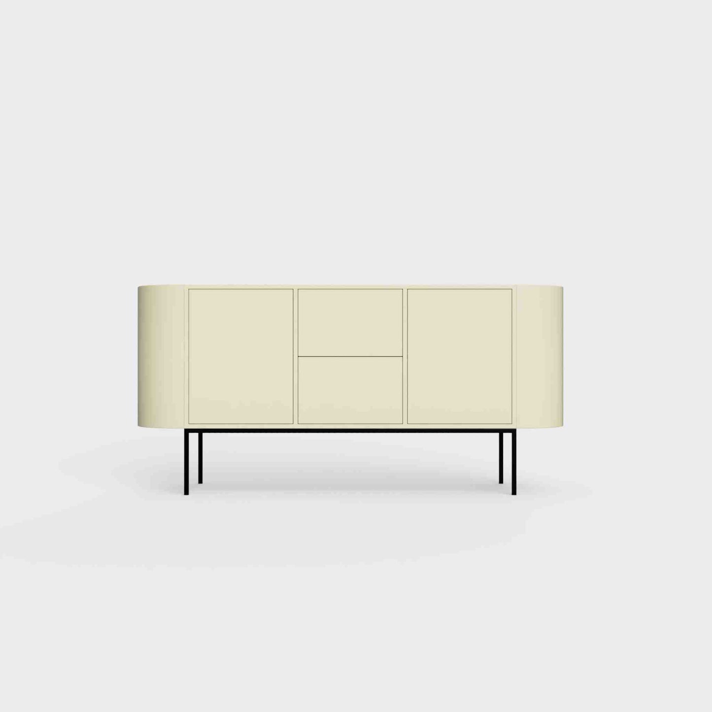 ÉTAUDORÉ Desiva Lumia 01 steel rounded sideboard in light ecru powder coated steel