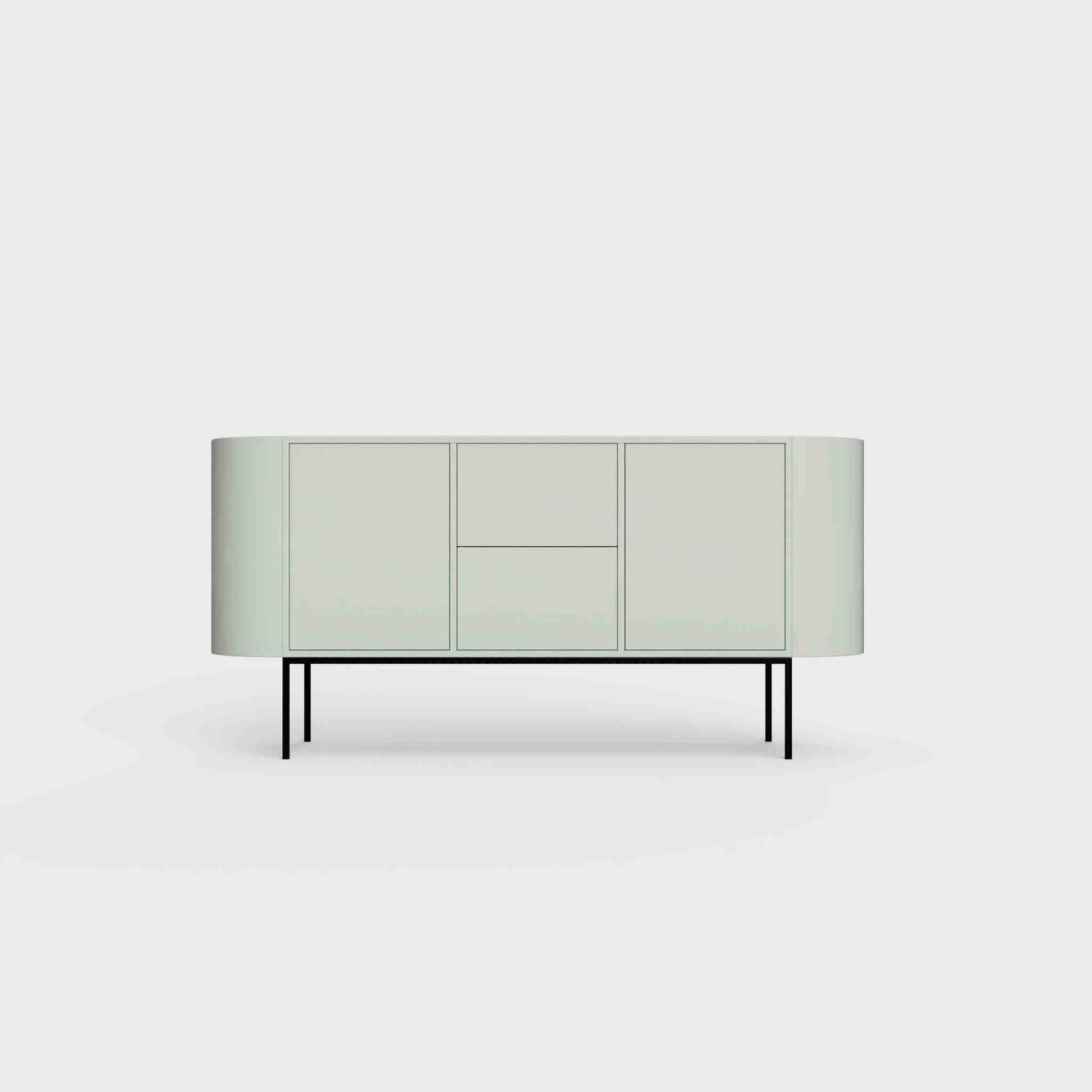 ÉTAUDORÉ Desiva Lumia 01 steel rounded sideboard in light matcha green powder coated steel