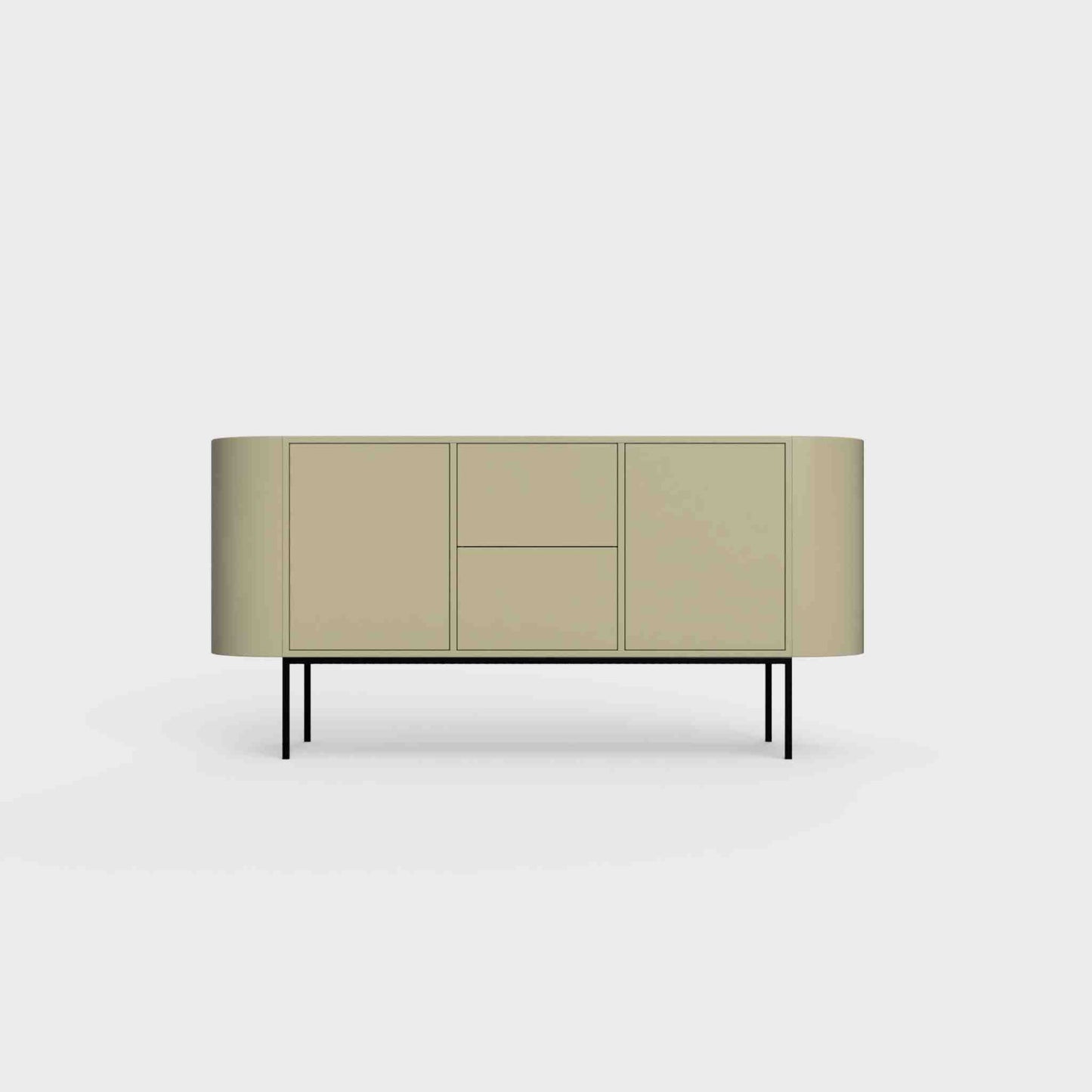 ÉTAUDORÉ Desiva Lumia 01 steel rounded sideboard in light olive powder coated steel
