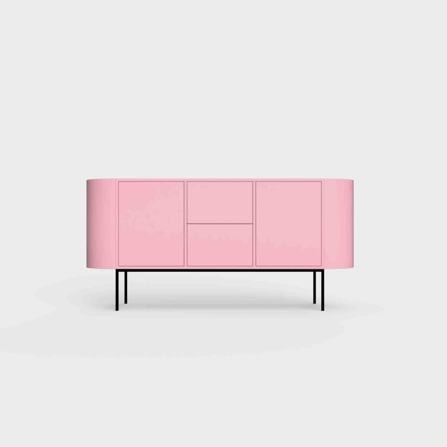 ÉTAUDORÉ Desiva Lumia 01 steel rounded sideboard in lily pink powder coated steel
