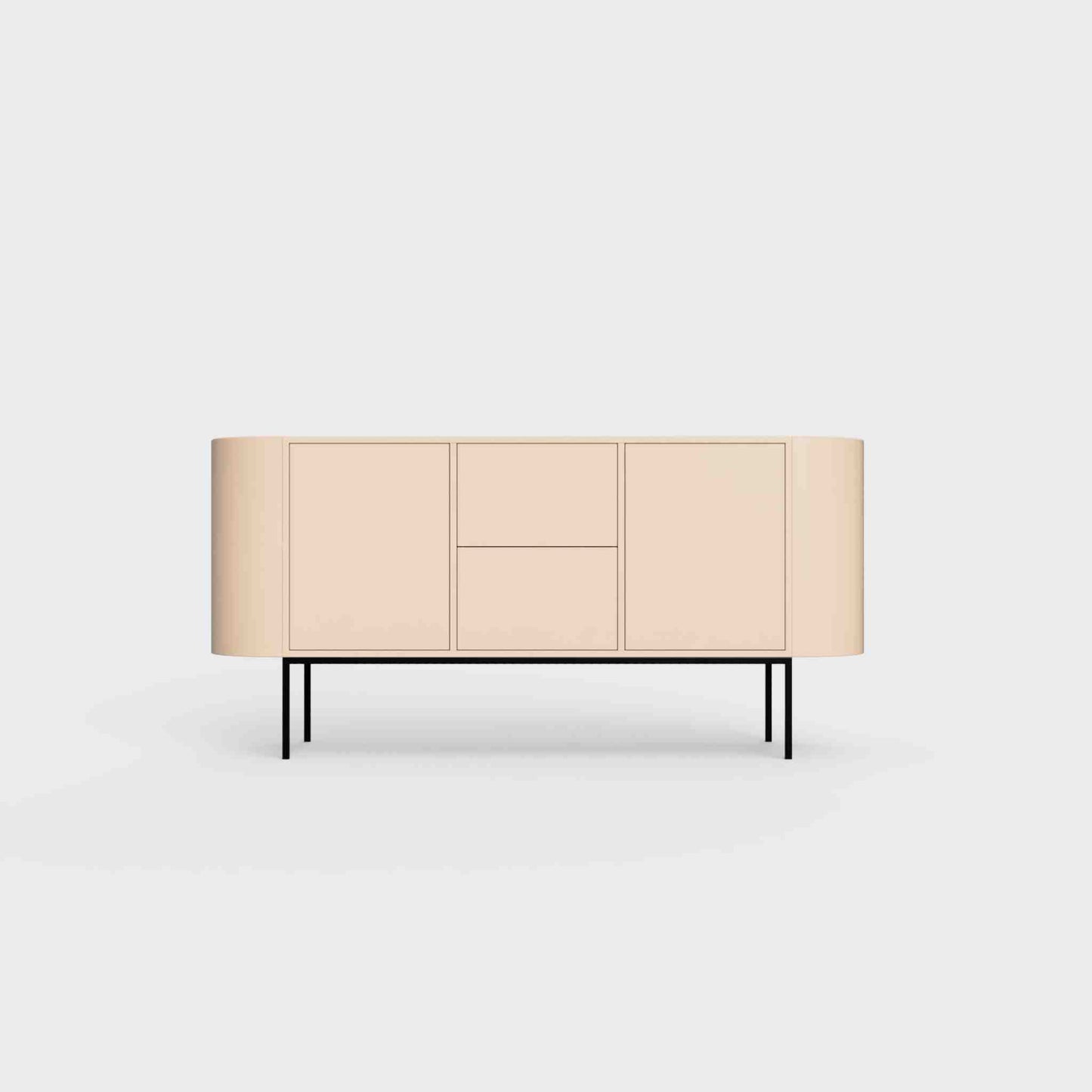 ÉTAUDORÉ Desiva Lumia 01 steel rounded sideboard in pastel salmon powder coated steel