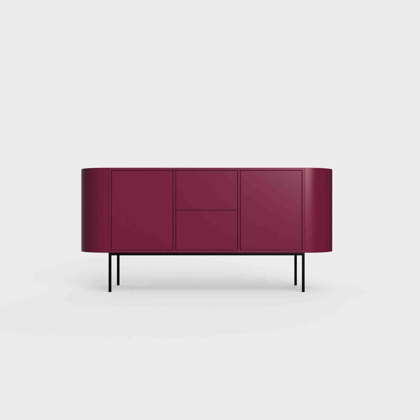 ÉTAUDORÉ Desiva Lumia 01 steel rounded sideboard in plum red-purple powder coated steel