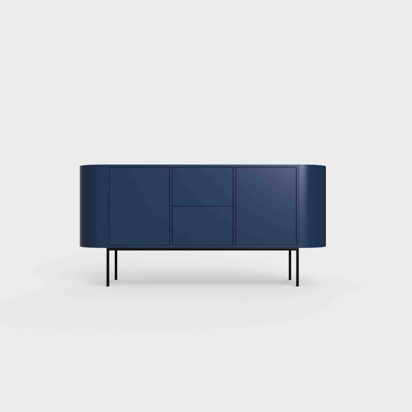 ÉTAUDORÉ Desiva Lumia 01 steel rounded sideboard in prussian blue powder coated steel