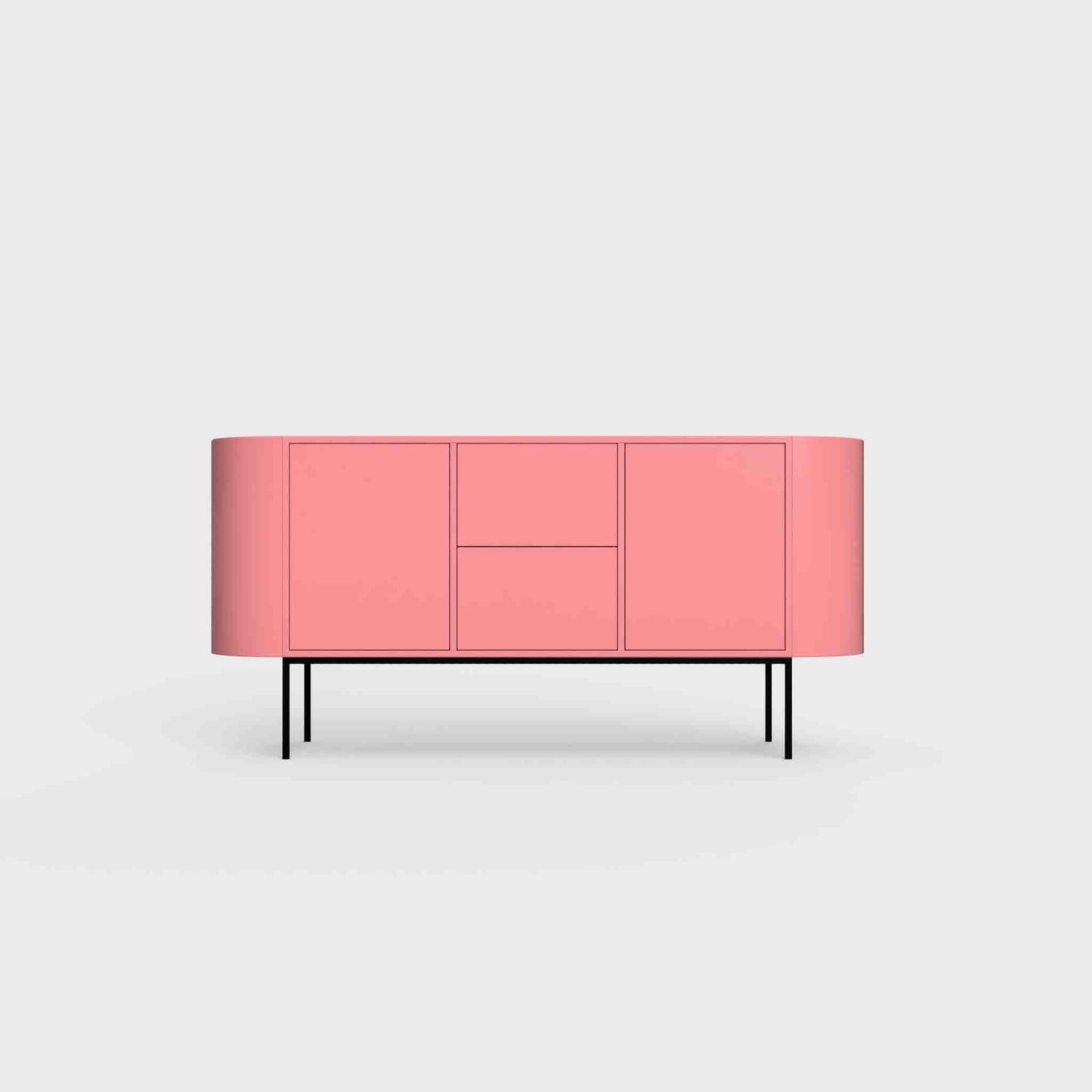 ÉTAUDORÉ Desiva Lumia 01 steel rounded sideboard in rose pink powder coated steel