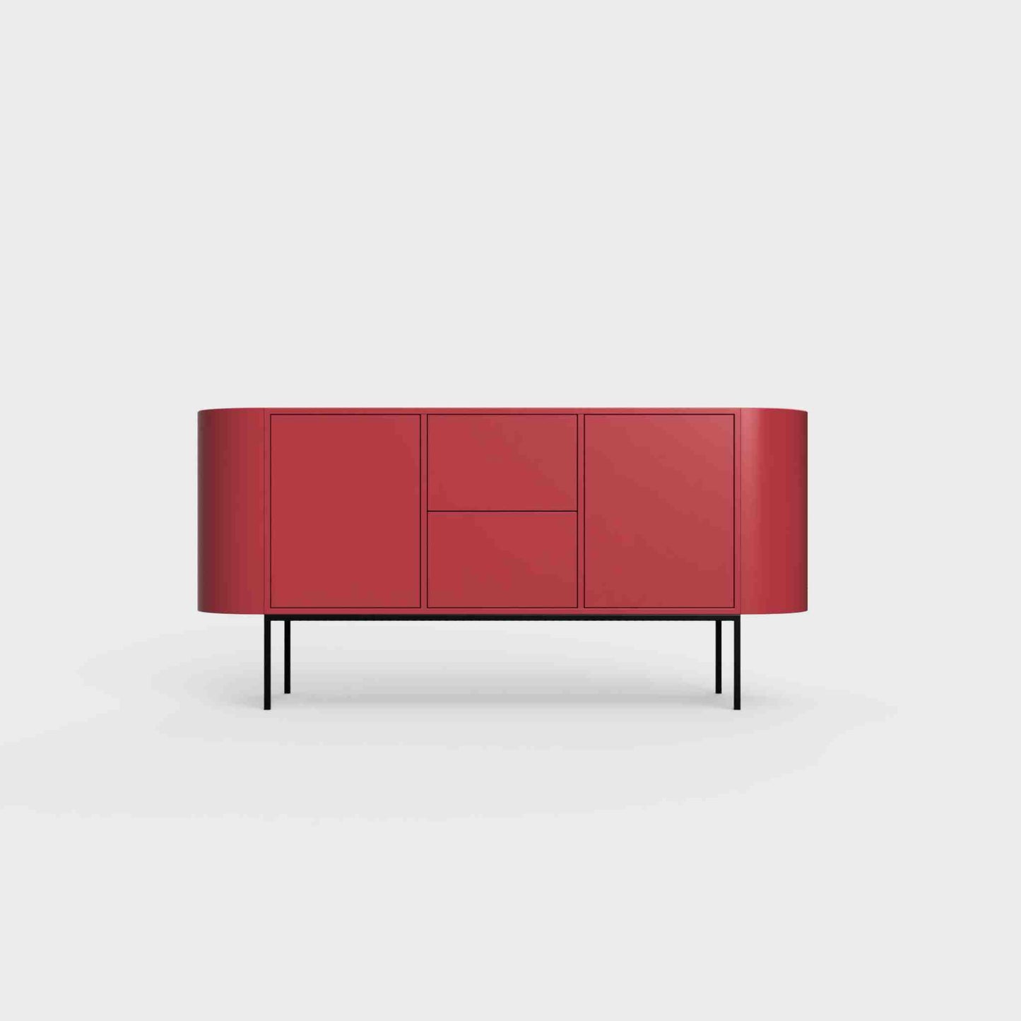 ÉTAUDORÉ Desiva Lumia 01 steel rounded sideboard in ruby red powder coated steel