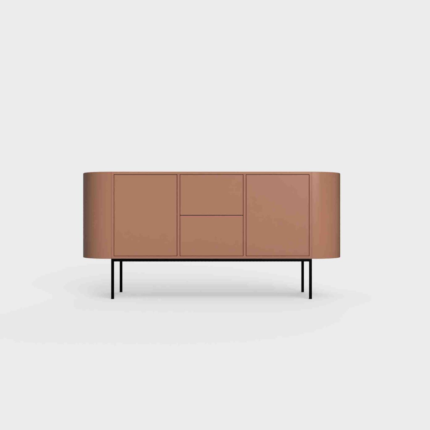 ÉTAUDORÉ Desiva Lumia 01 steel rounded sideboard in terracotta brown-orange powder coated steel