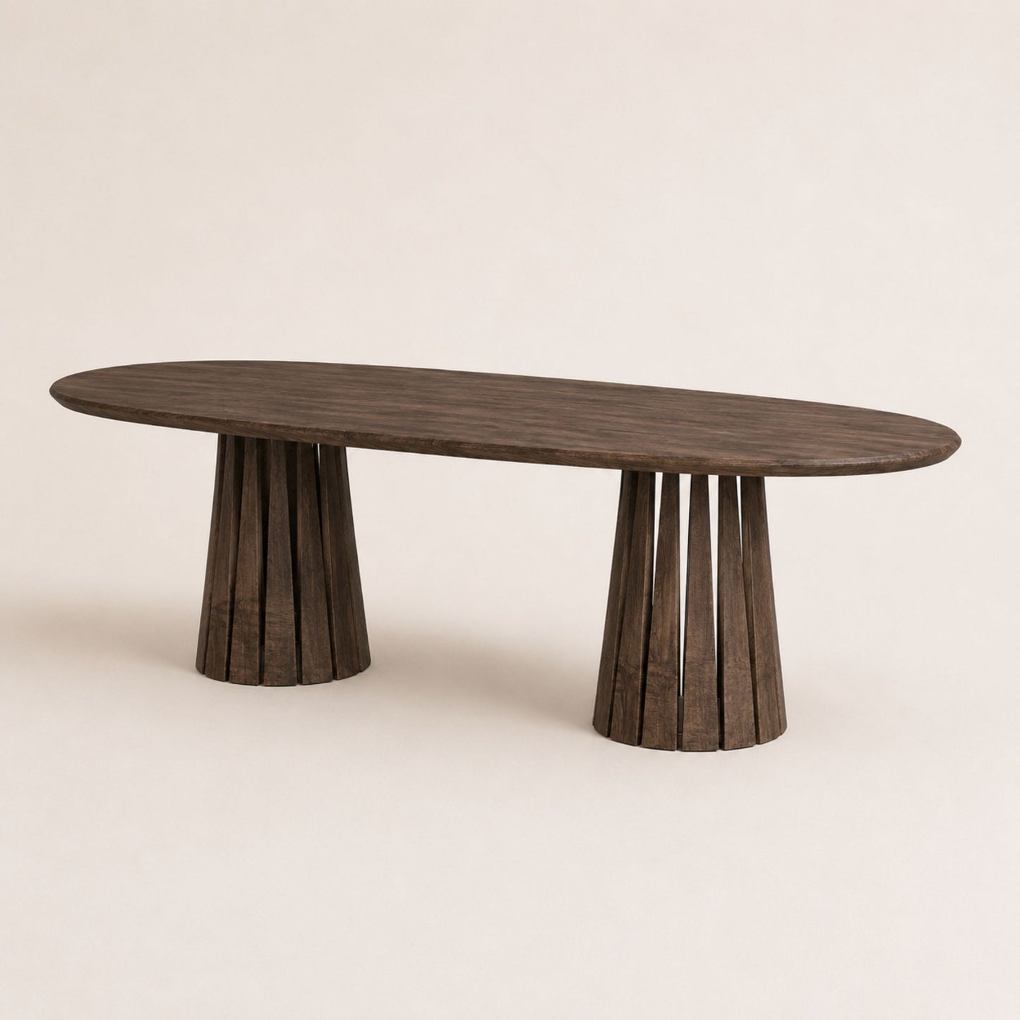 ÉTAUDORÉ Noemi Rounded Oval Table in solid oak wood, graphite finish