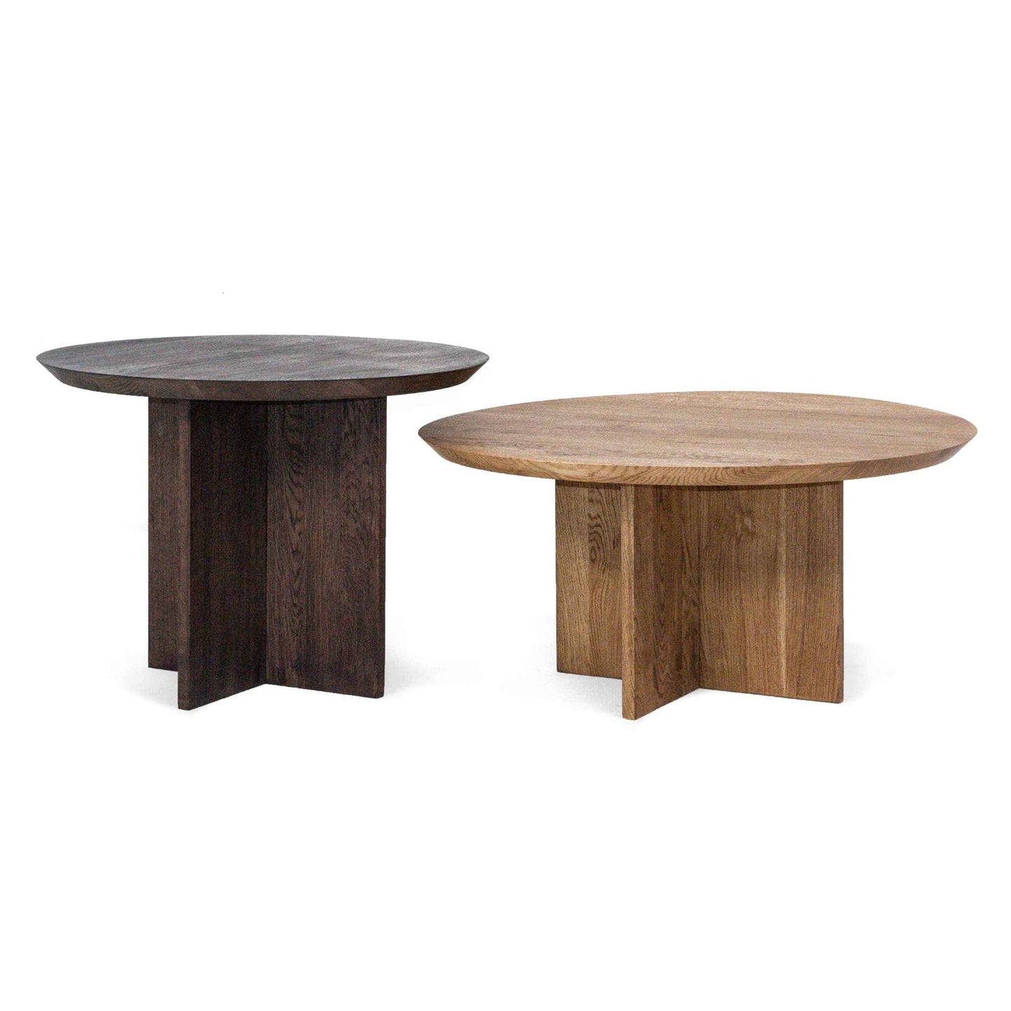 ÉTAUDORÉ Cross Base Otemma Coffee Table set made from solid oak wood in graphite and natural finish