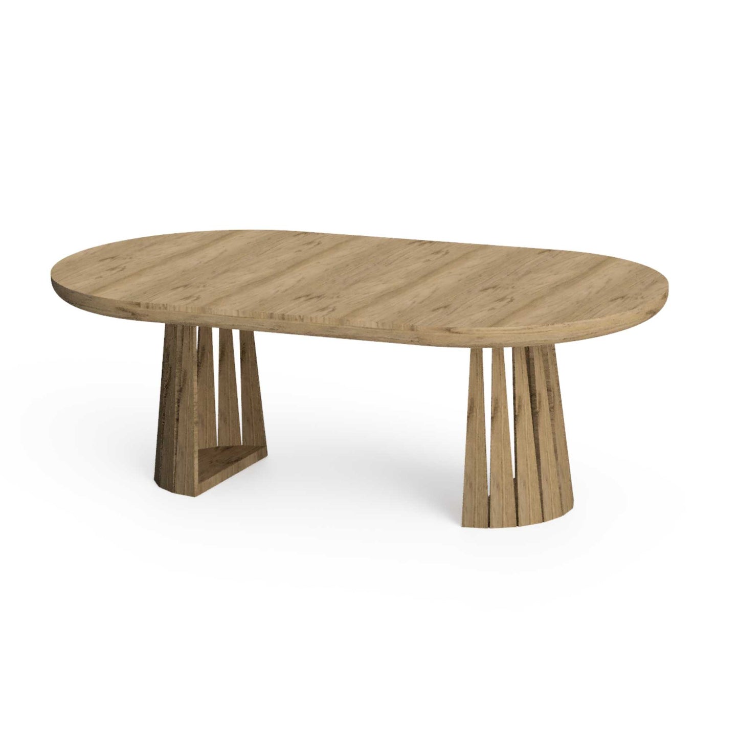 ÉTAUDORÉ Rigi Extendable Solid Oak Table with a Multi-Faceted Base - 100 cm extension and divisible base