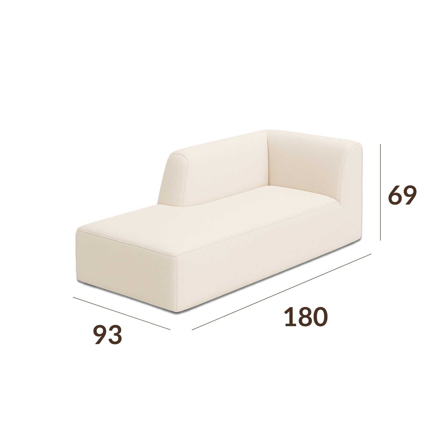 Left chaise longue with armrest module (module 6) of the ÉTAUDORÉ Saane modular sofa