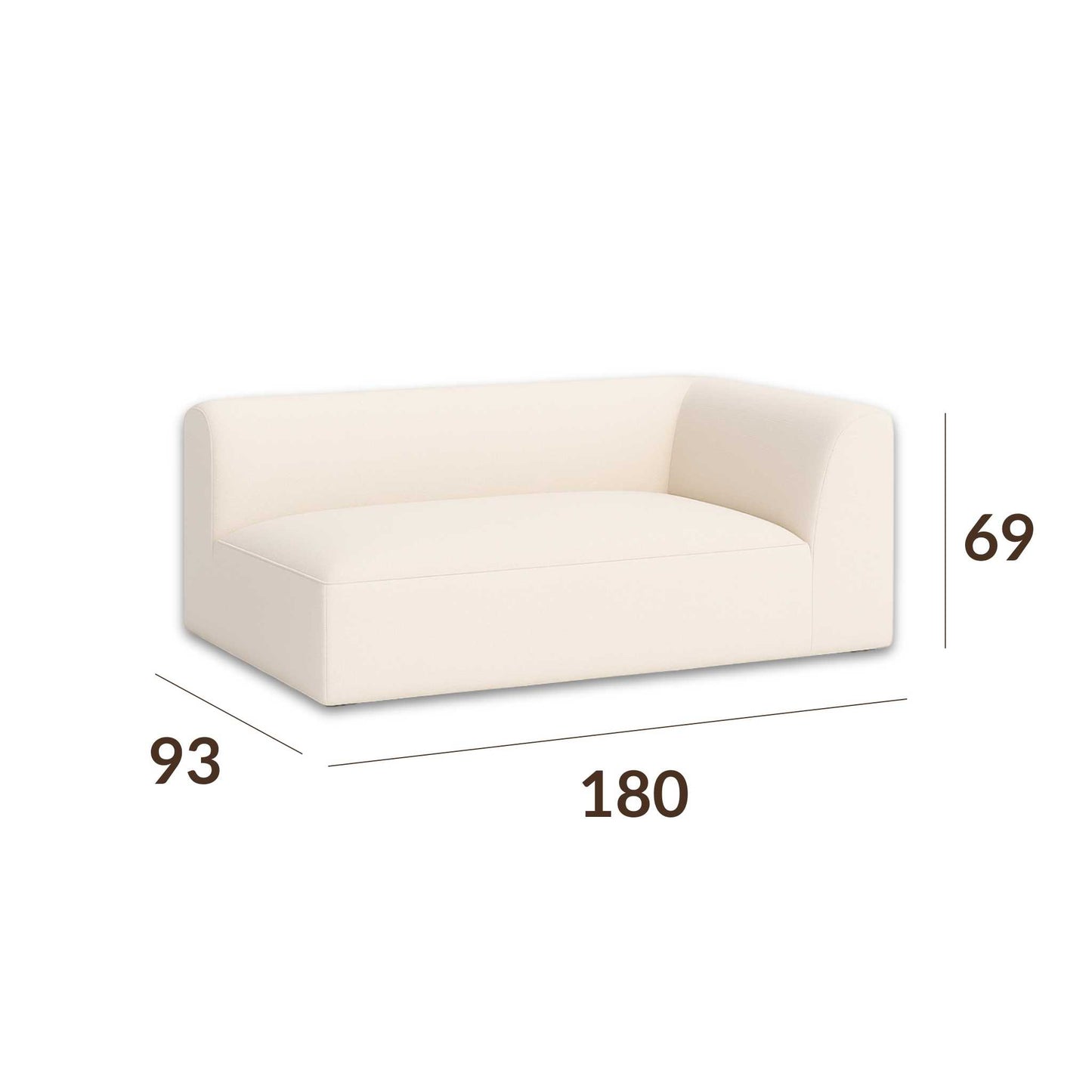 Left double seater with armrest module (module 4) of the ÉTAUDORÉ Saane modular sofa