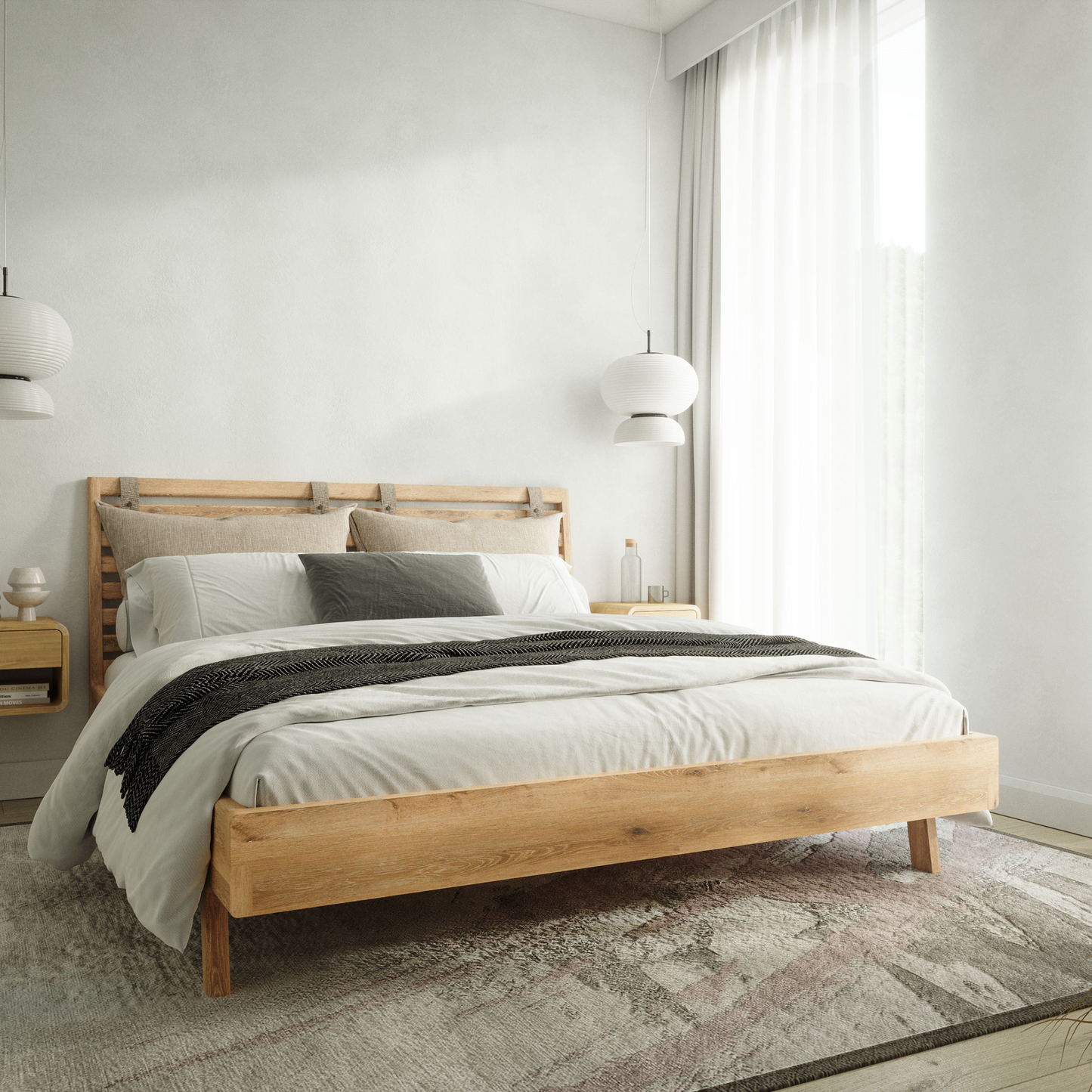 Bernina Bett aus Eichenholz