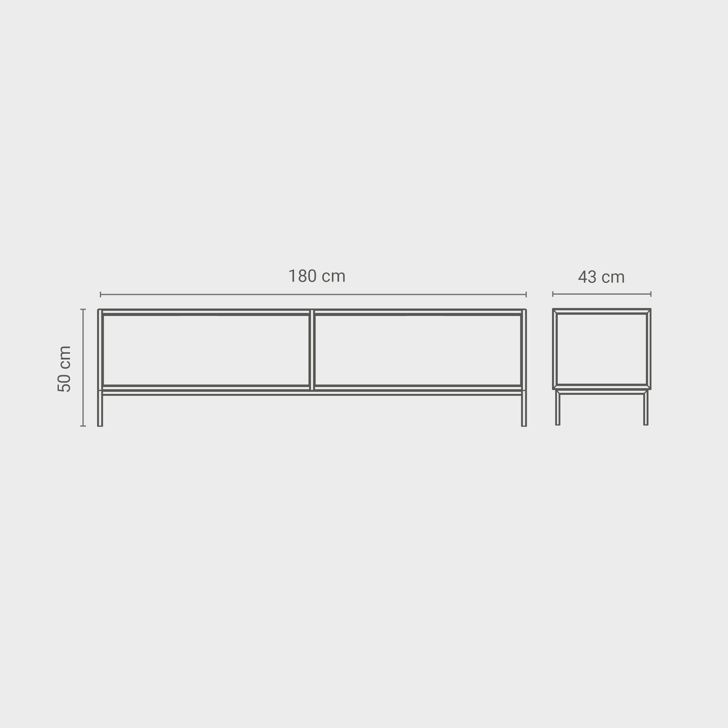 Prunus 01 Lowboard in 40 different colors, powder-coated steel, elegant and modern piece of furniture for your living room