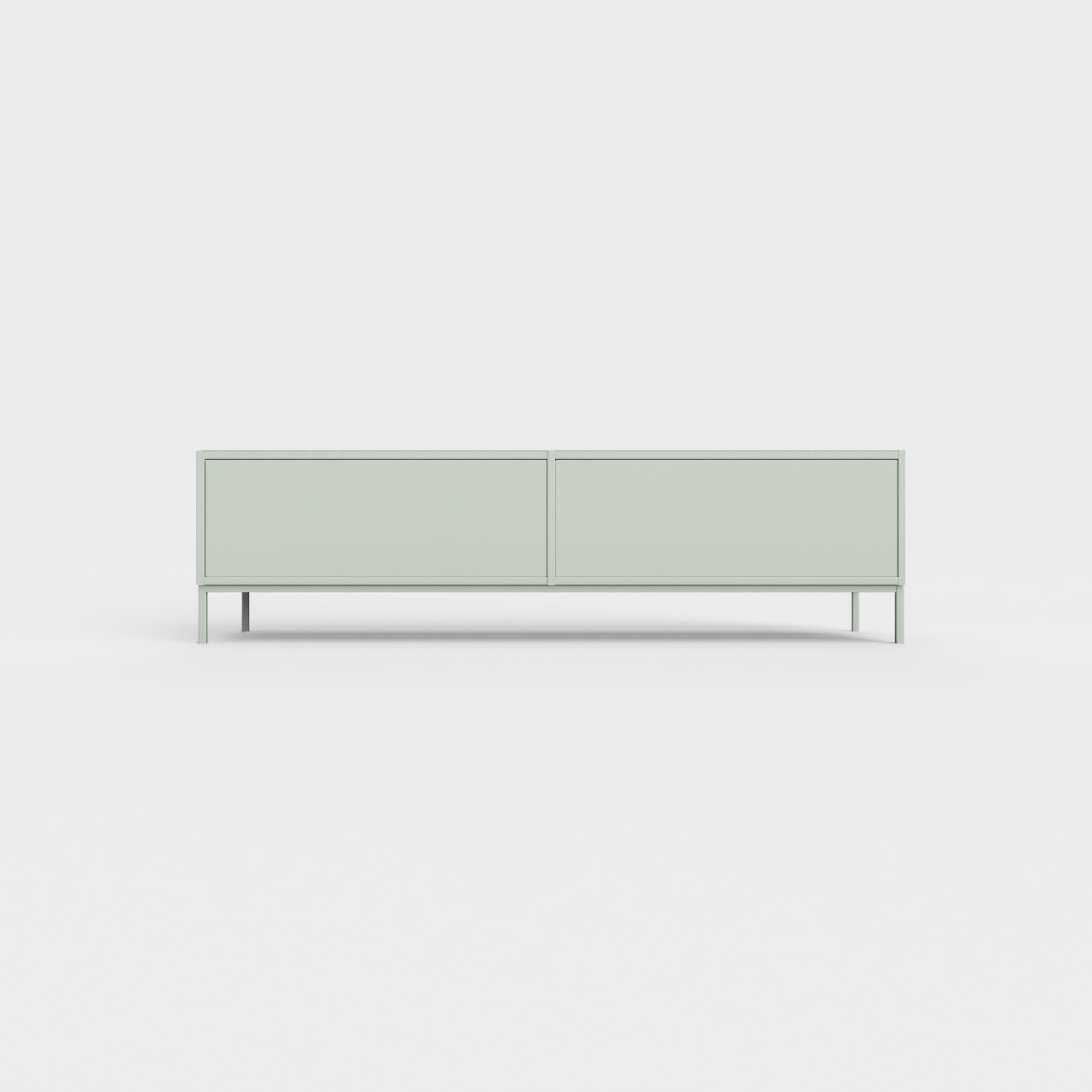 Prunus 01 Lowboard in Light Matcha Green color, powder-coated steel, elegant and modern piece of furniture for your living room