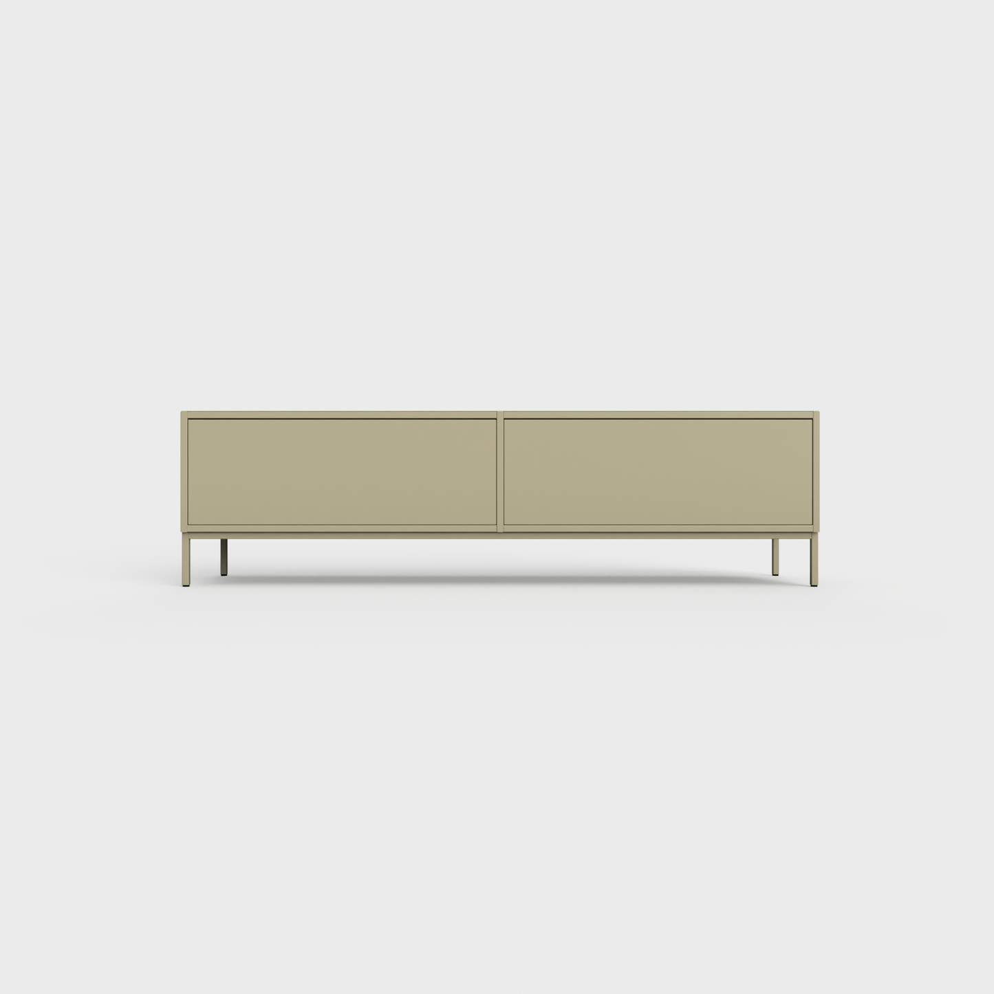 Prunus 01 Lowboard in Light Olive blue color, powder-coated steel, elegant and modern piece of furniture for your living room