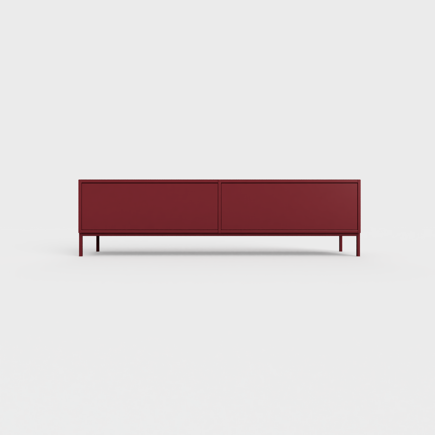 Prunus 01 Lowboard in Ruby color, powder-coated steel, elegant and modern piece of furniture for your living room